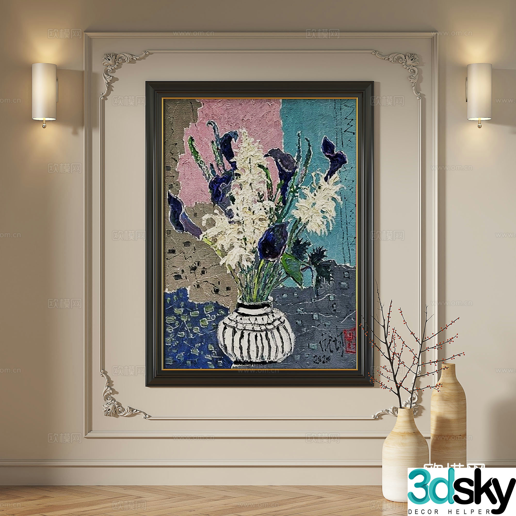 French retro medieval European classical abstract decorative painting 3d model