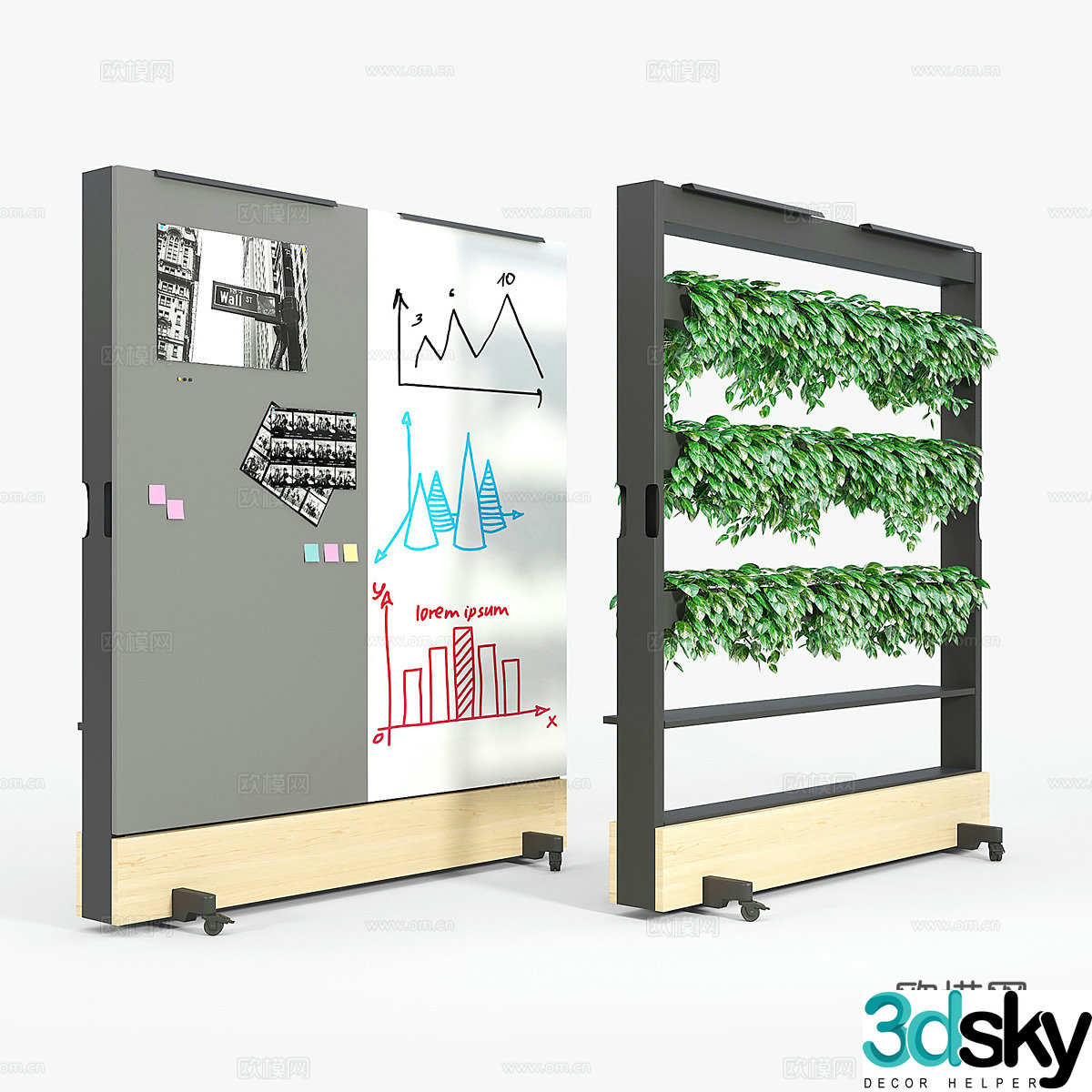 Vitra office whiteboard plant stand 3d model
