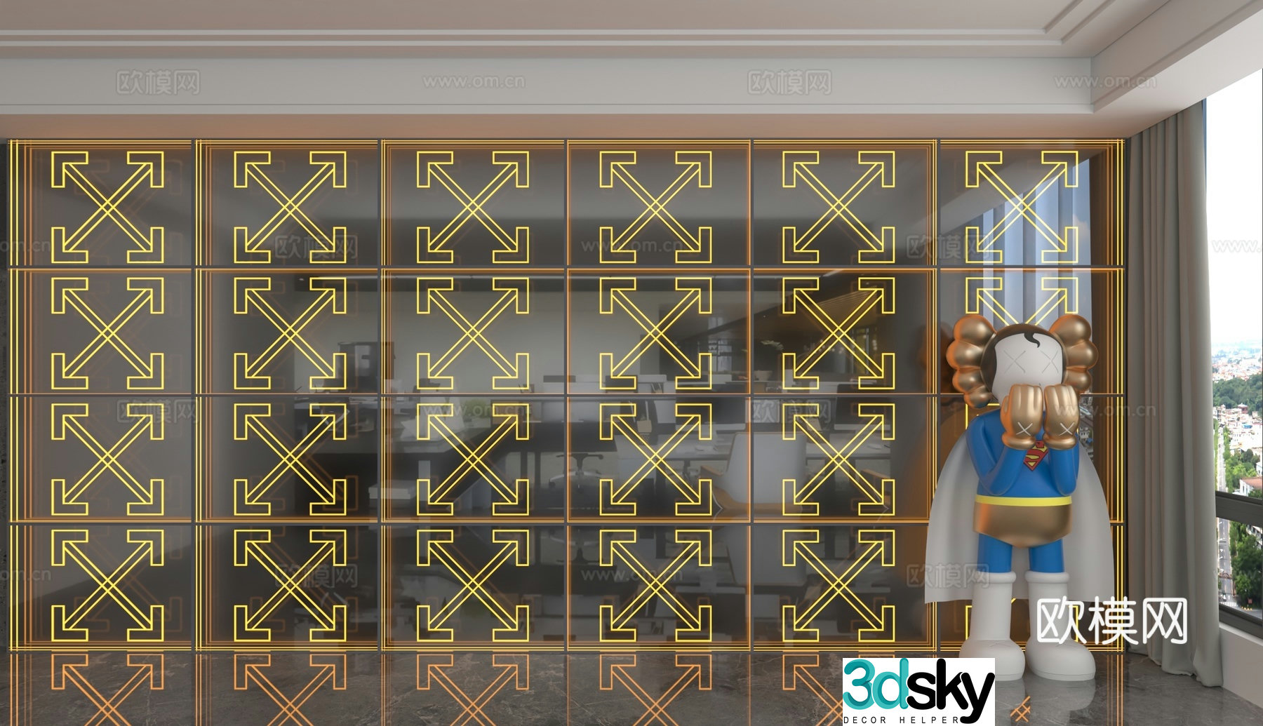 Modern background wall 3d model