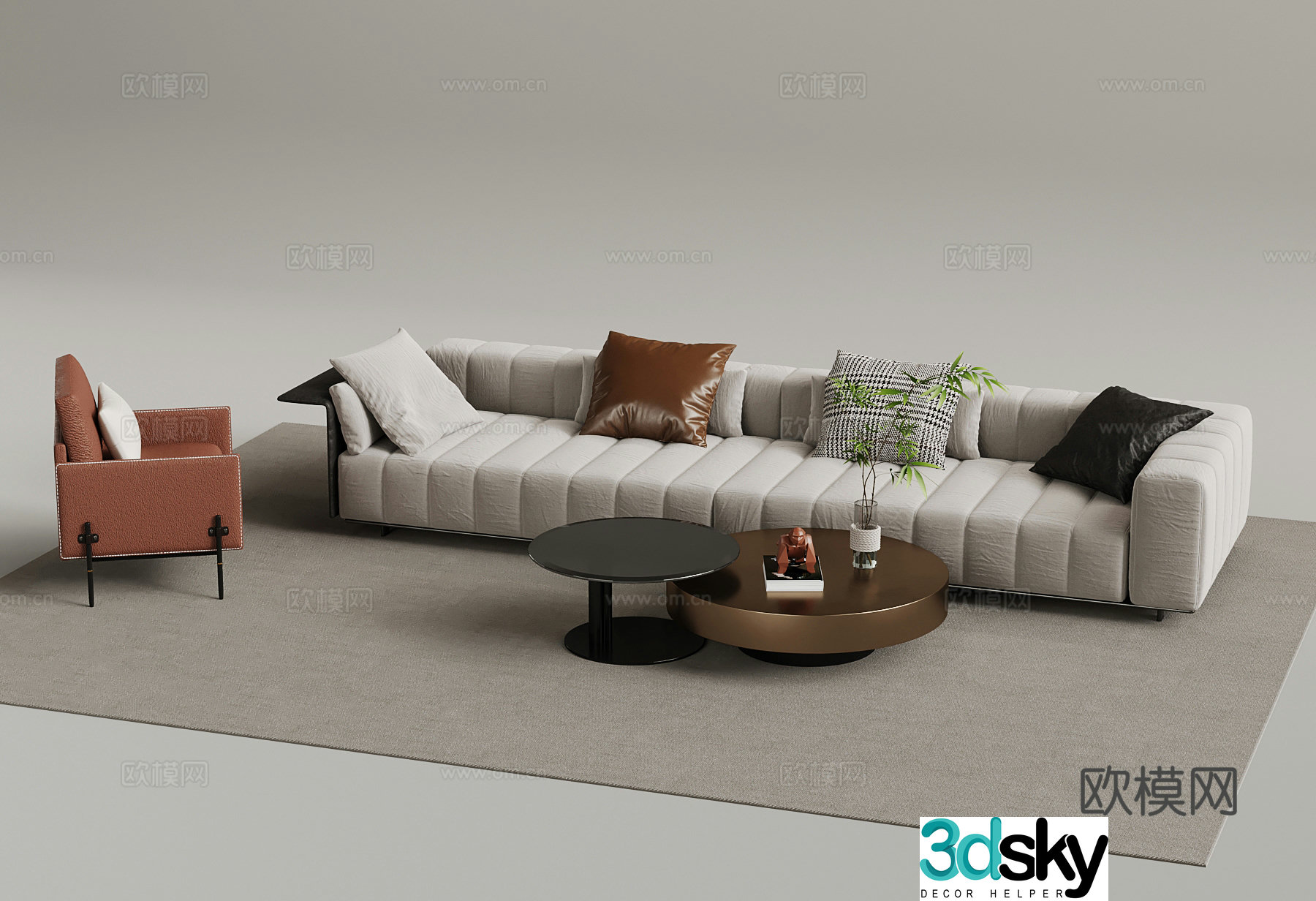 Modern sofa coffee table combination 3D model