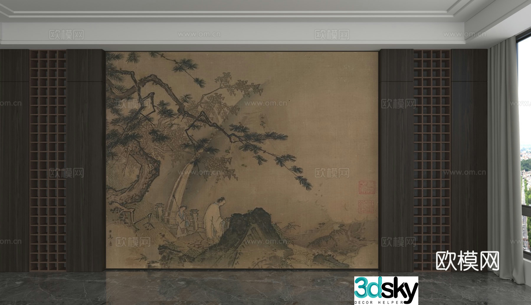 Modern background wall 3d model