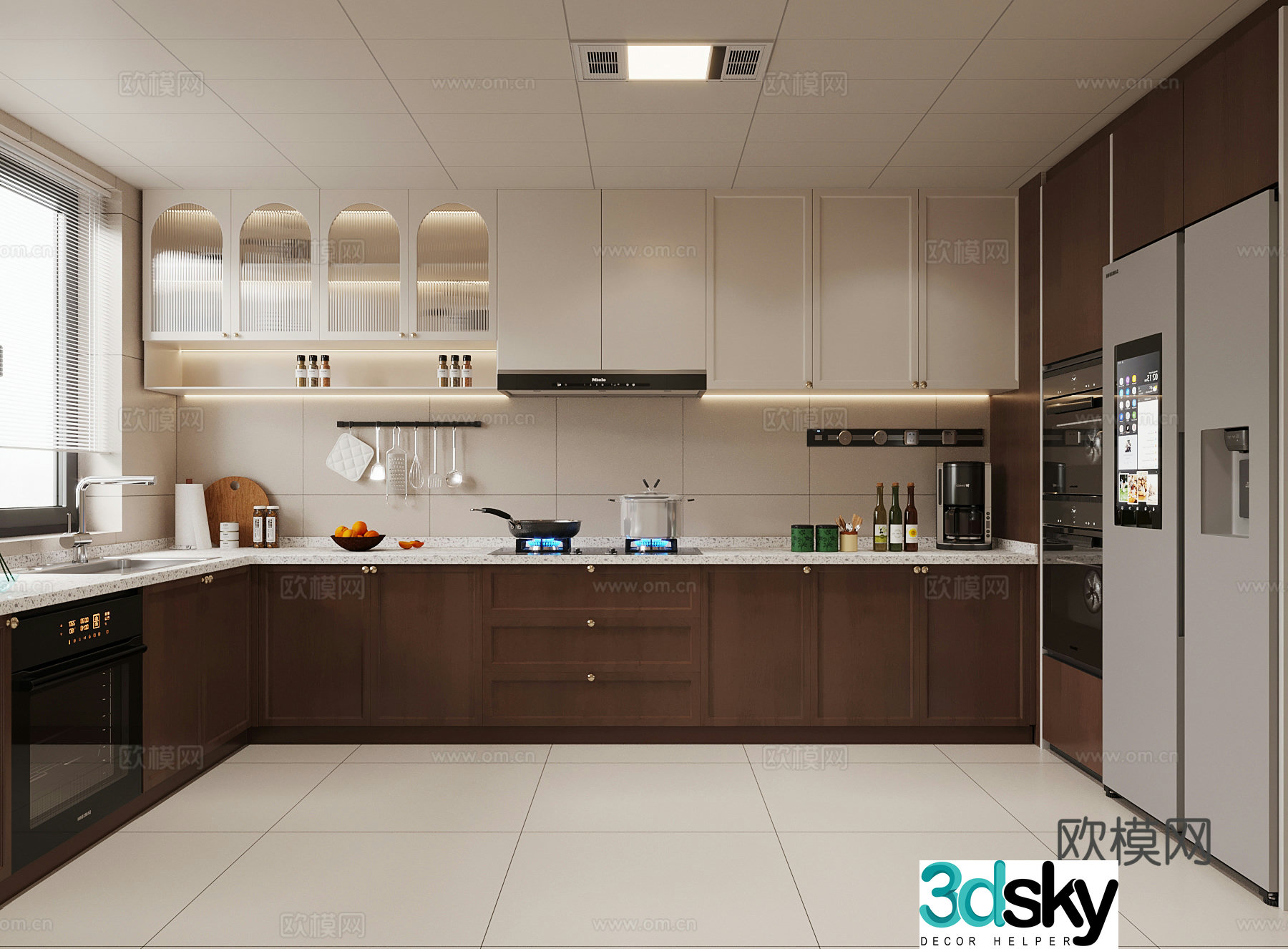 Middle style kitchen cabinet 3d model