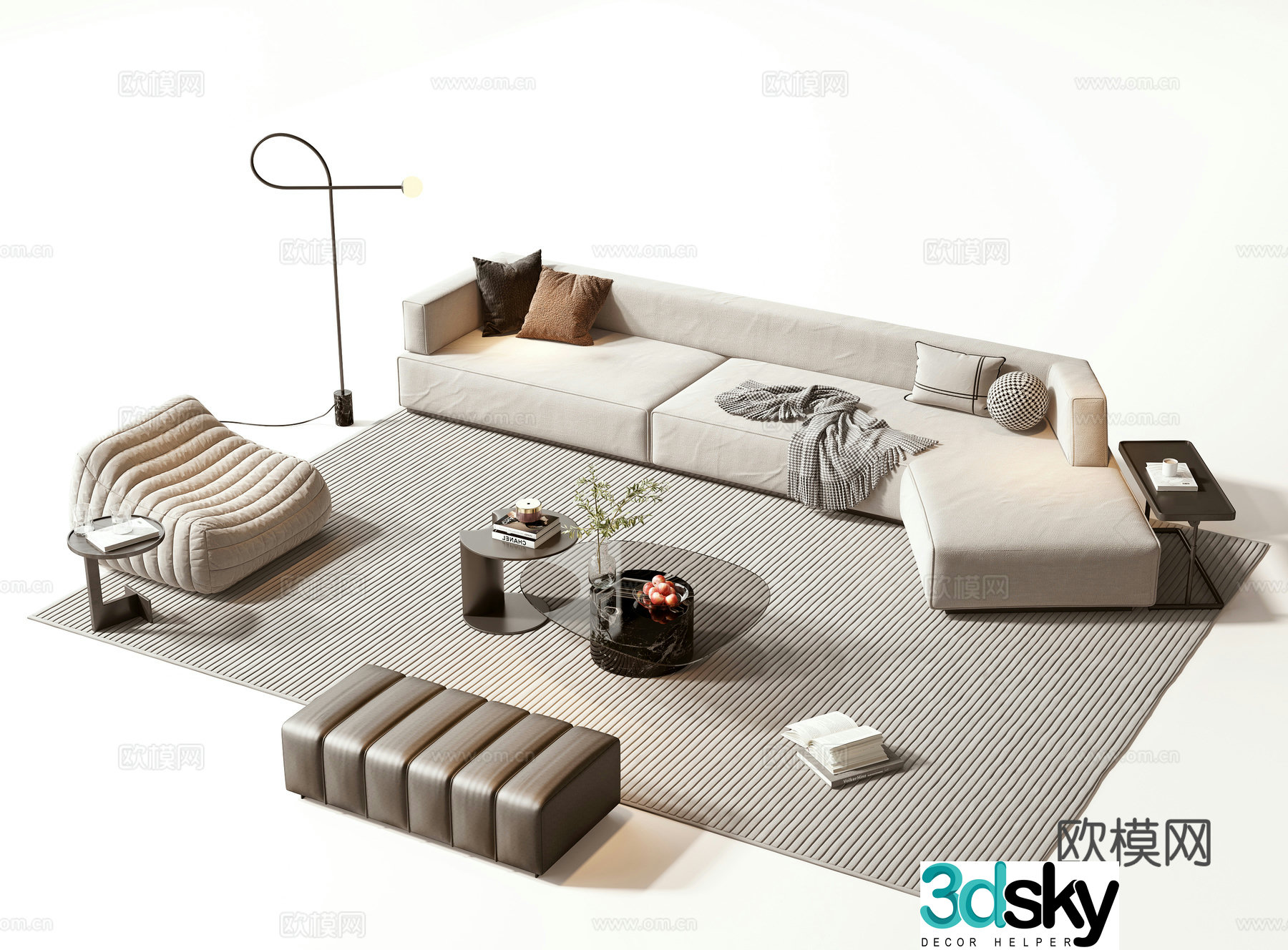 Modern sofa coffee table set 3d model