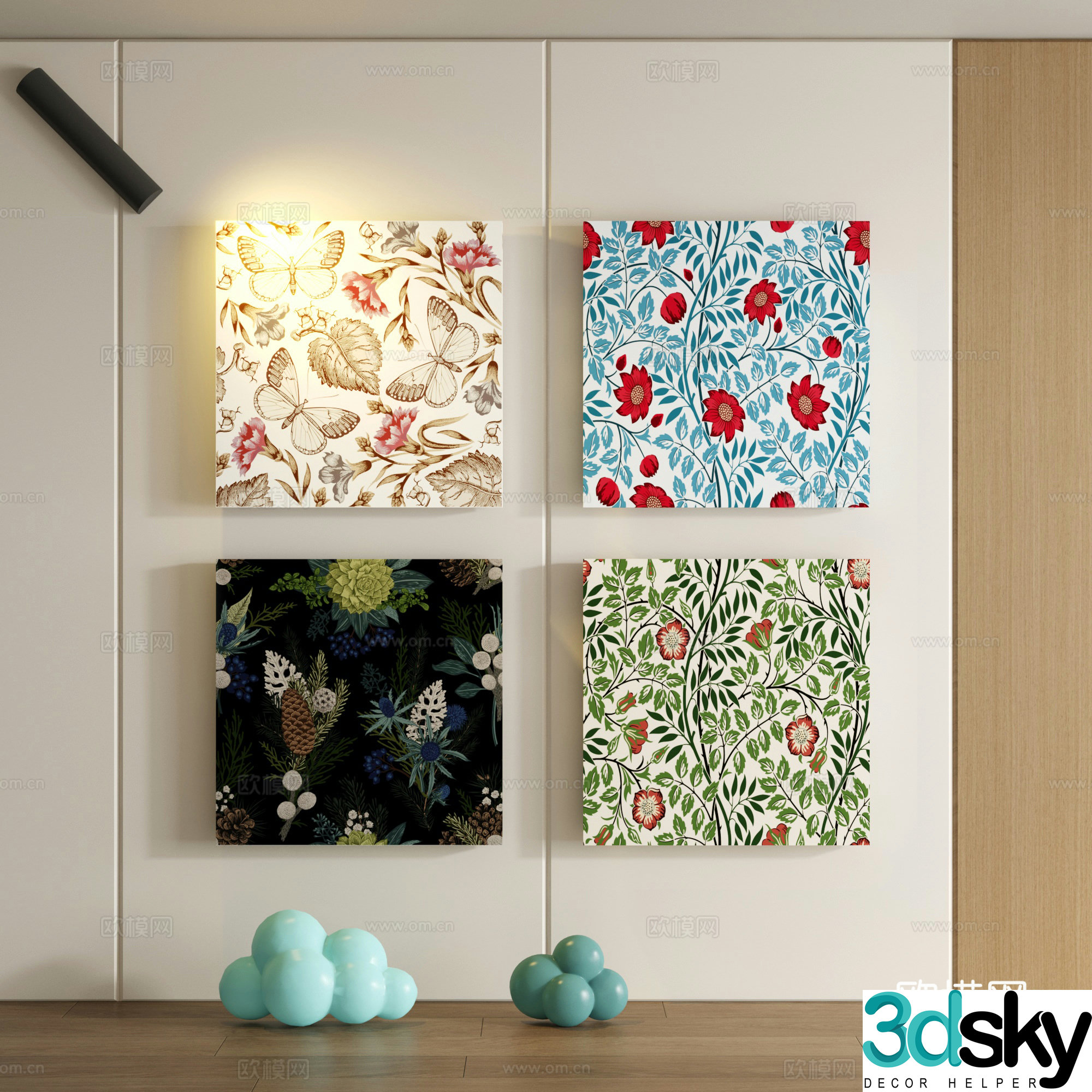 Modern children cartoon doodle decorative painting 3d model