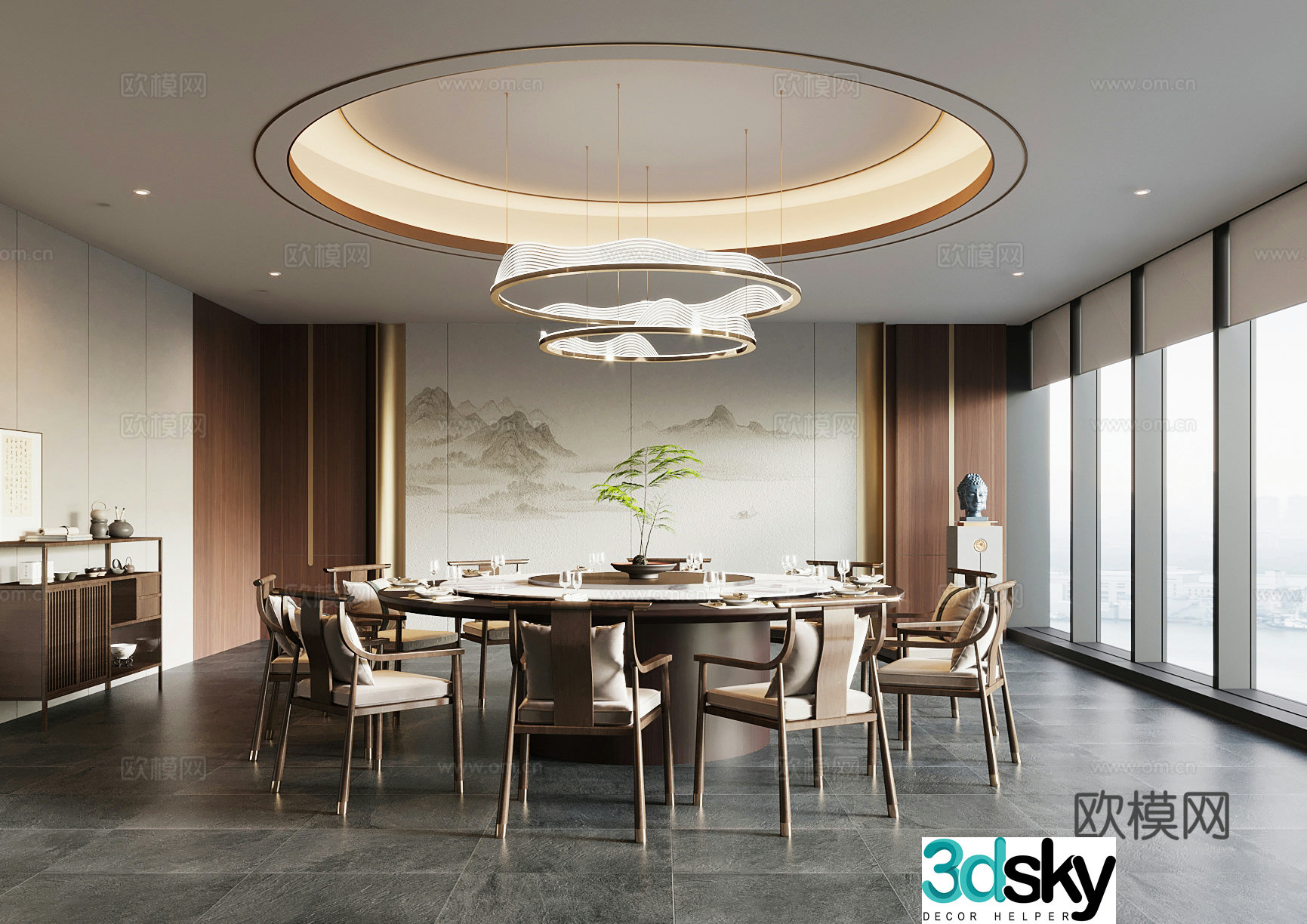New Chinese hotel restaurant private room private room private room 3D model