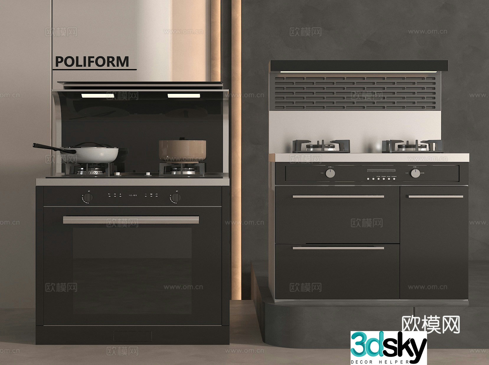 Integrated stove stove stove 3D model