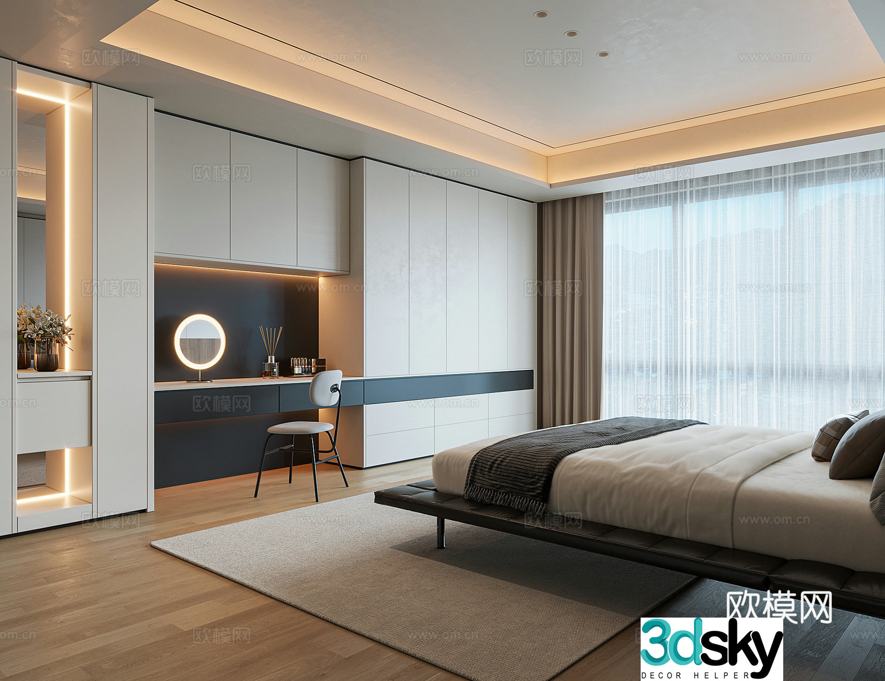Modern bedroom bedside tail cabinet 3d model