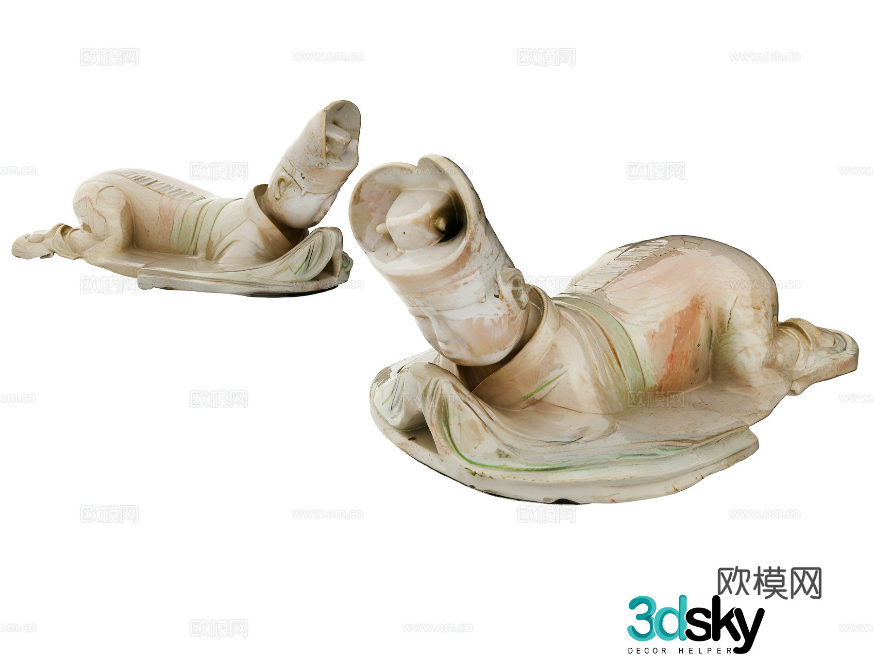 Porcelain Tang Sancai cultural relics sculptures statues terracotta figurines maids decorative ornaments artwork 3d model