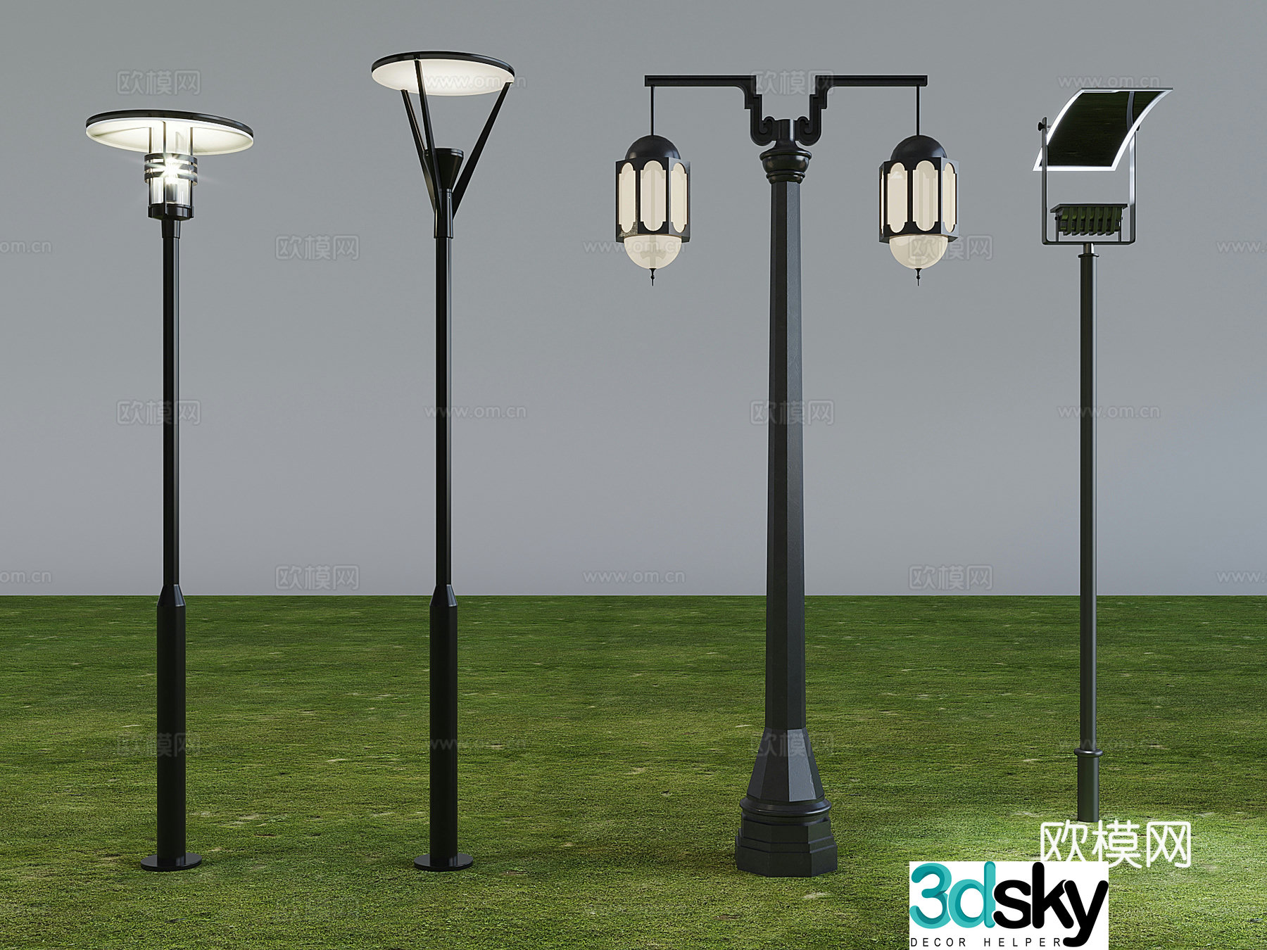 New Chinese style outdoor light street light high pole landscape street light pole lamp post 3D model