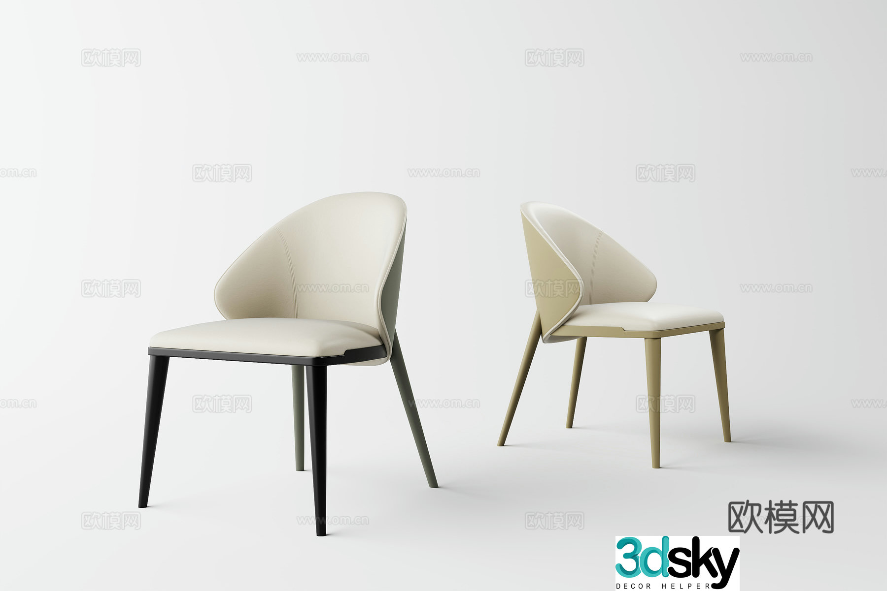 Modern simple single chair 3d model