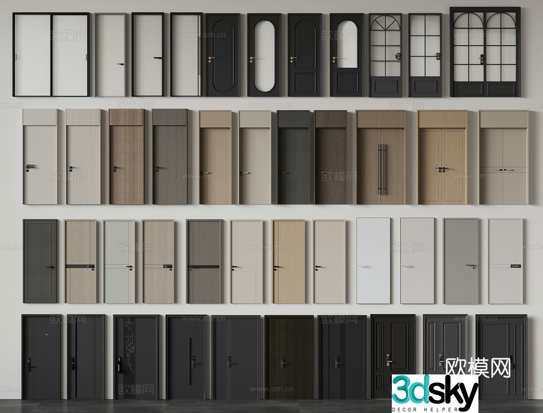 Single-open door swing door Changhong glass door kitchen and bathroom door mother and child door bedroom door 3D model