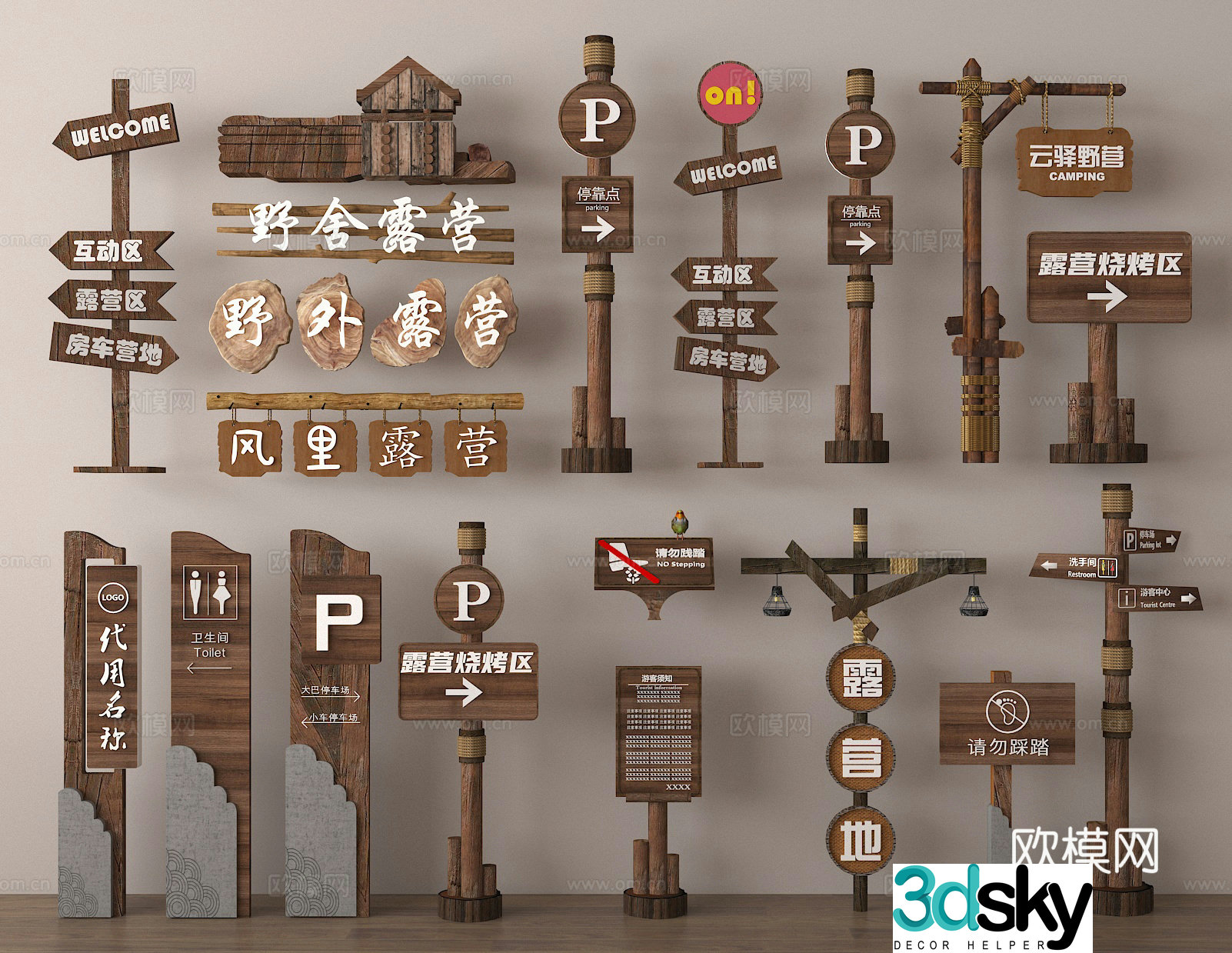 Advertising signs Signs Guide signs Guide signs 3D model