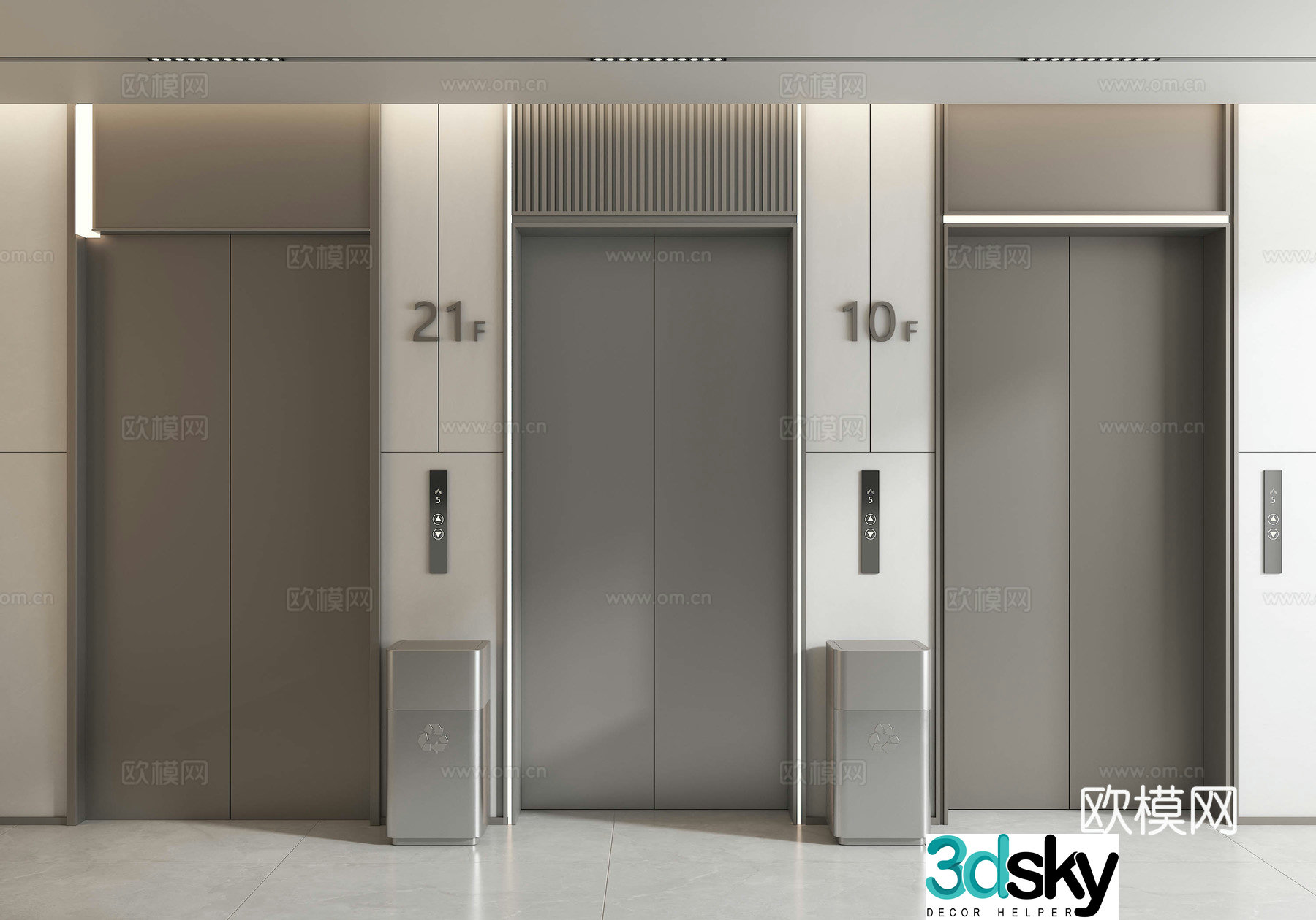 Elevator door Elevator elevator elevator lift lift button Trash can Stainless steel elevator 3D model