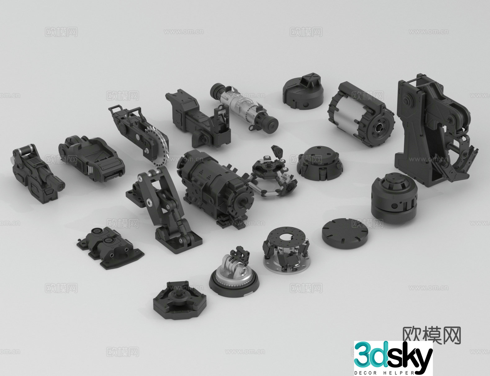 Hard surface parts Mechanical parts Industrial equipment 3D model