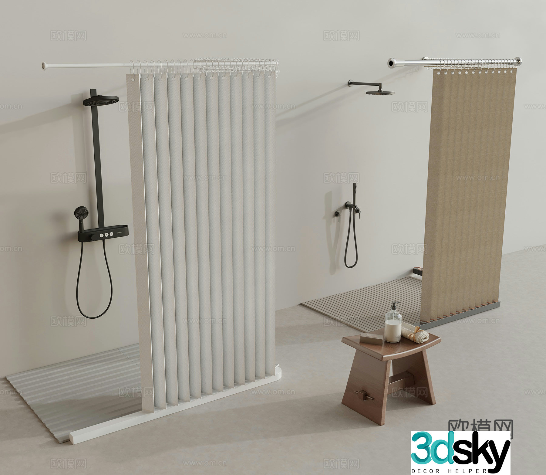 Modern shower curtain 3d model