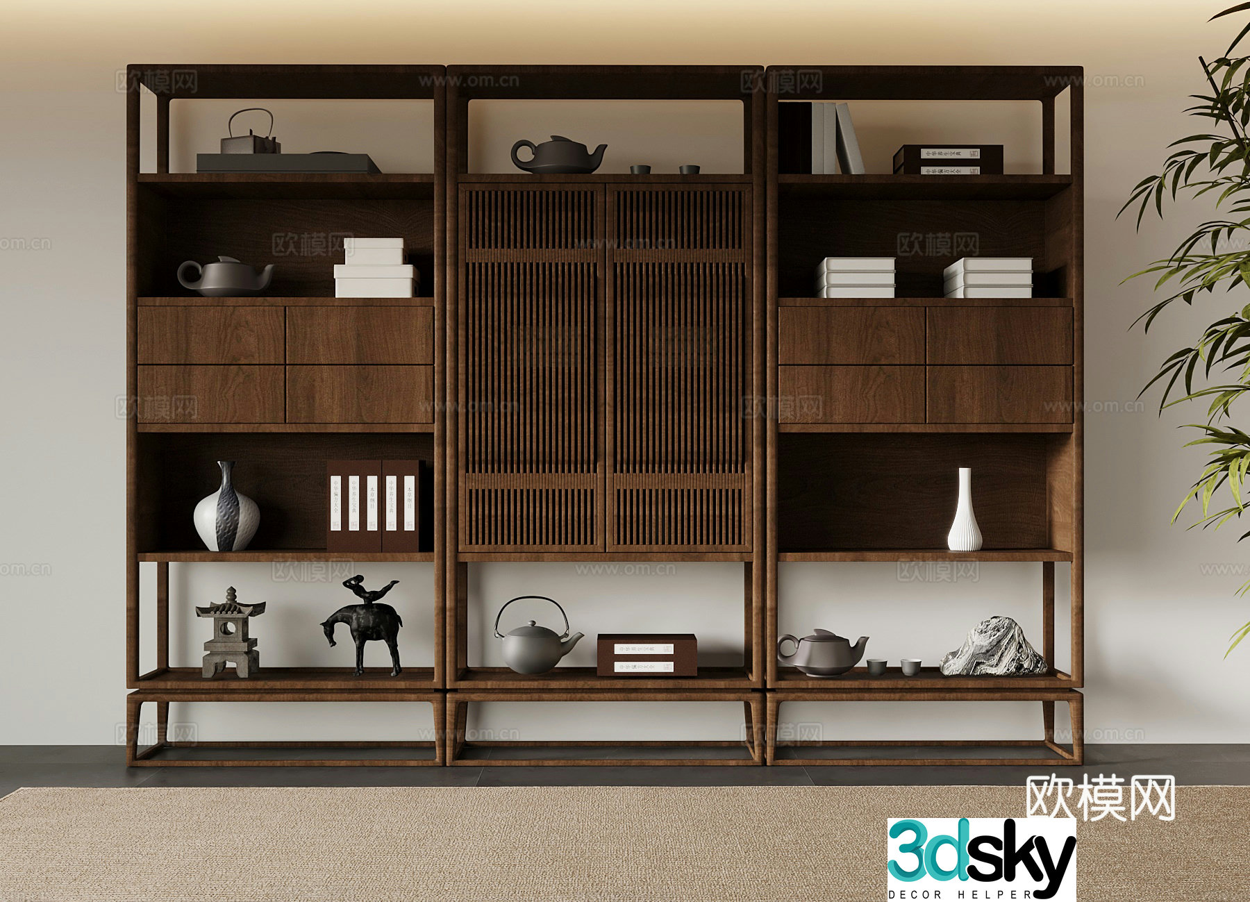 New Chinese style 3D model of Bo Gu shelf