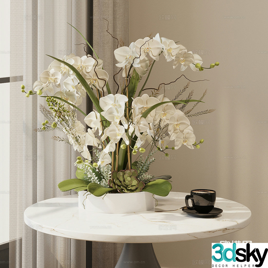 Flower art potted plants Flower art vase Flower art ornaments Flower art green plants 3D model