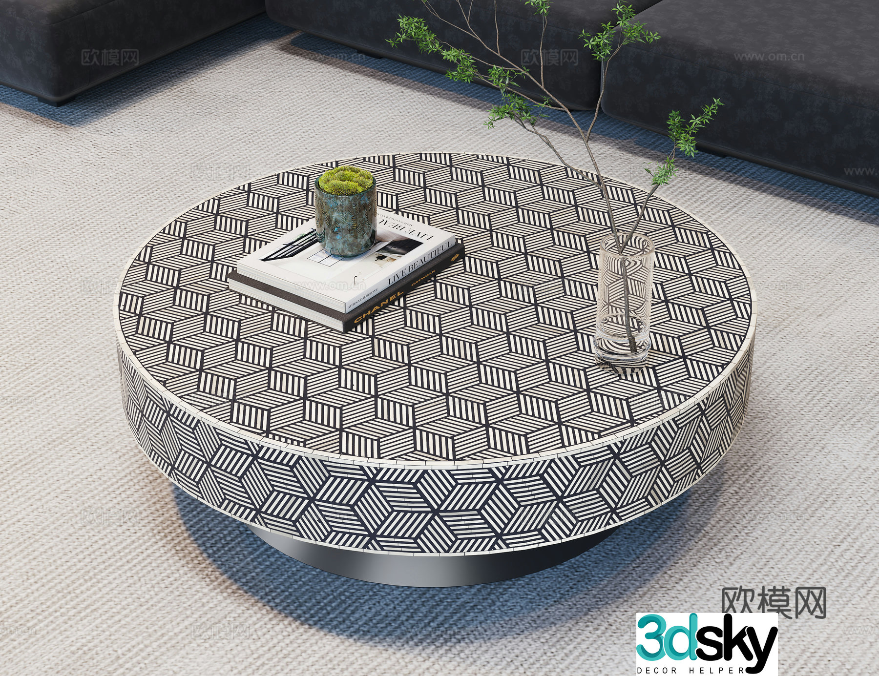 Modern coffee table marble coffee table stone coffee table round coffee table coffee table ornament 3D model