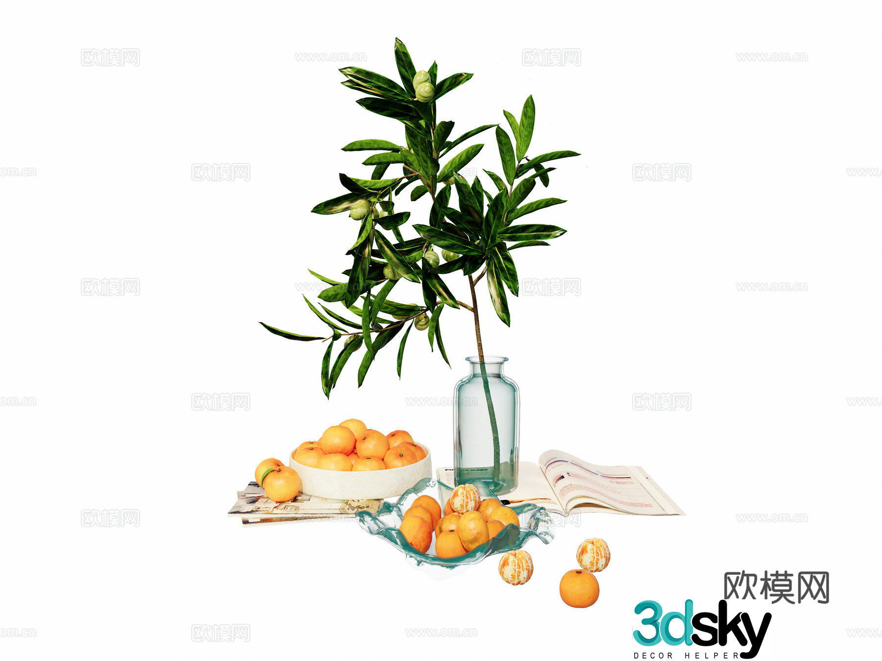 Modern Wasabi style Indoor Outdoor desktop ornaments Vase Flower arrangement Fruit Fruit tray 3D model