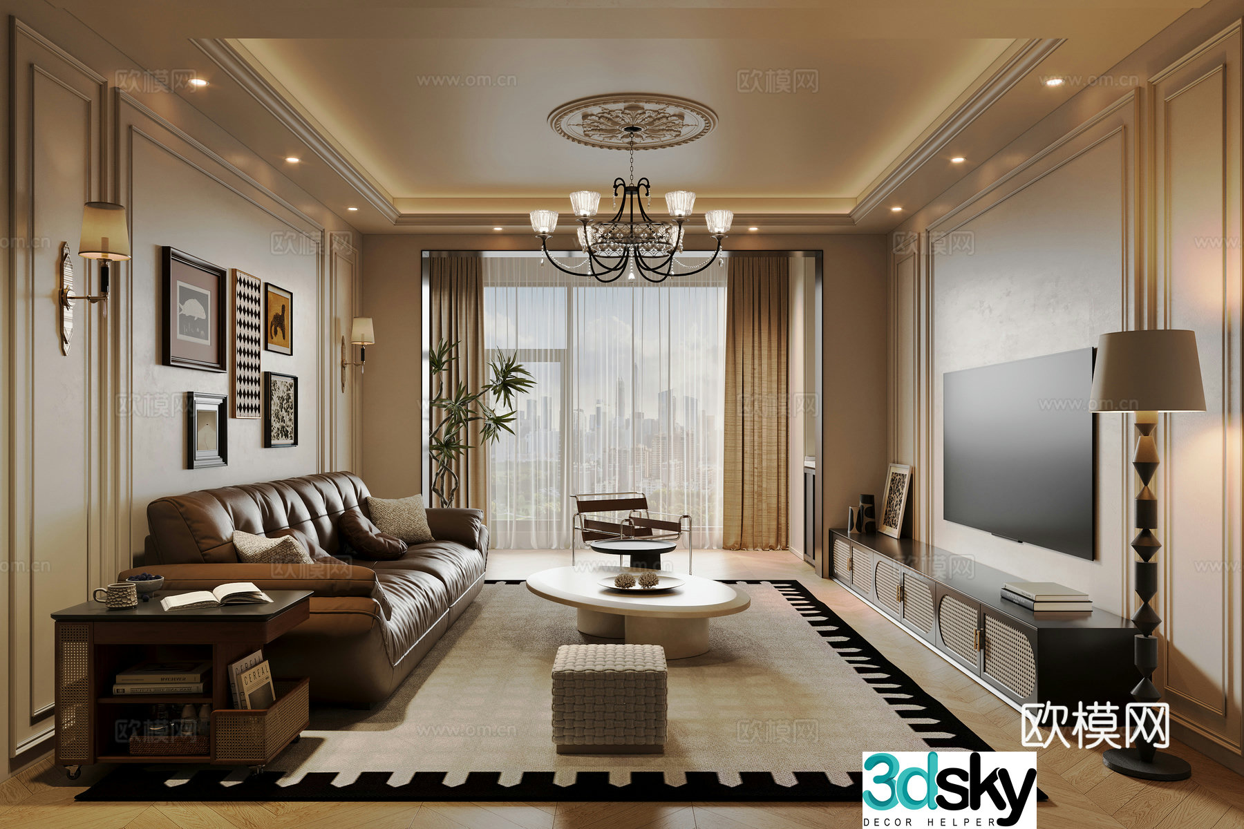 French retro living room 3d model
