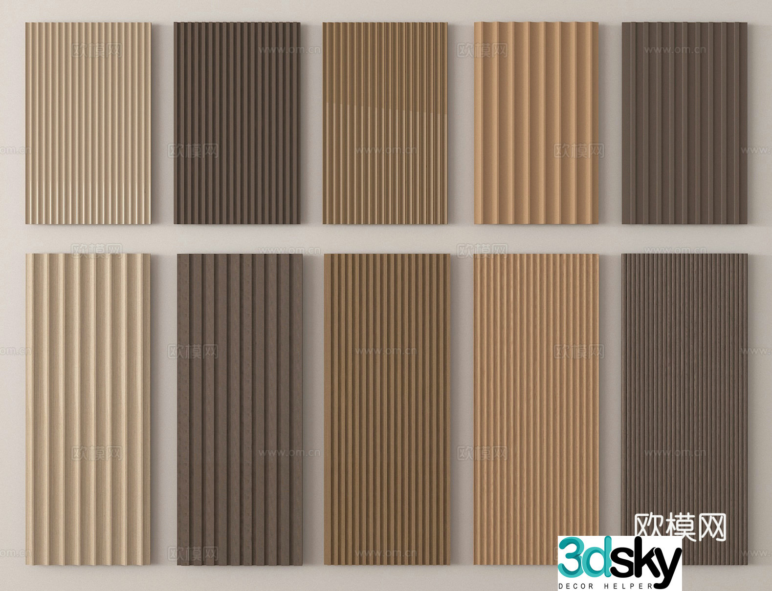 Wavy board Great Wall board Grid board Wall panel 3D model