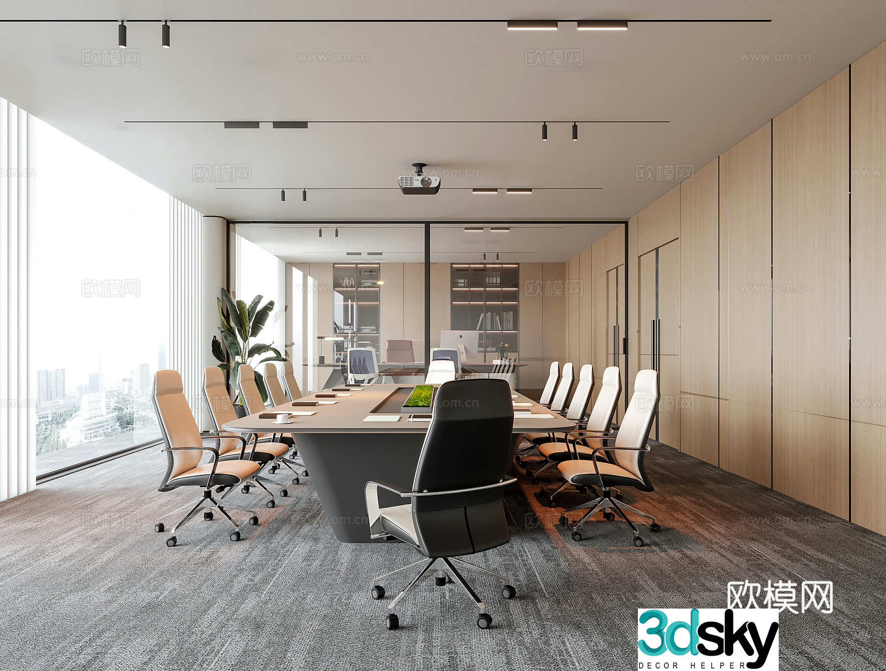 Modern conference room conference table chair office chair conference table 3d model