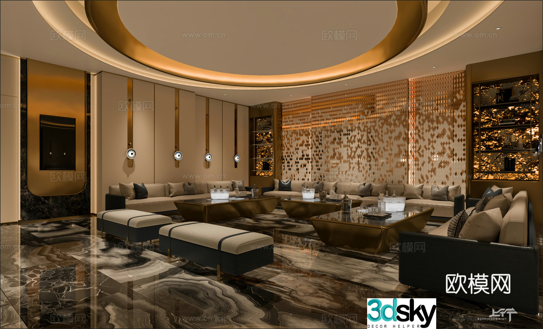 Modern light luxury KTV private room 3D model