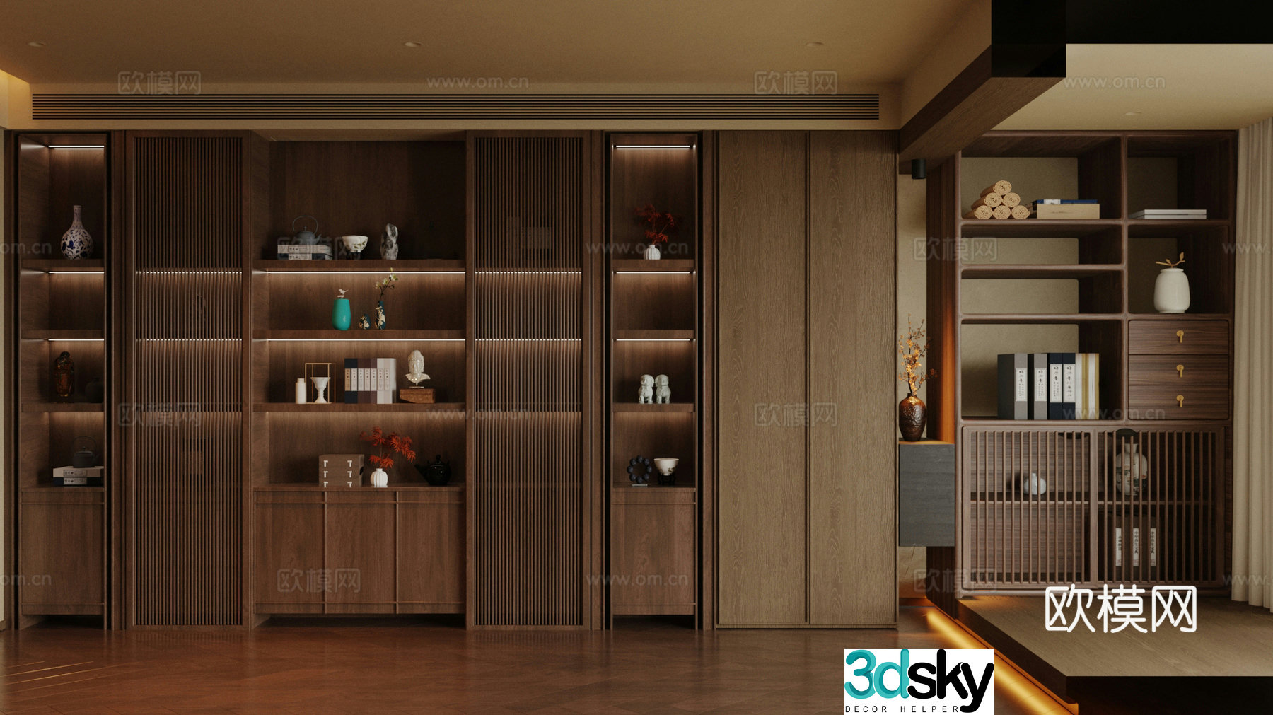 New Chinese sideboard solid wood sideboard tea cabinet meal preparation cabinet red wine cabinet wine cabinet sideboard 3D model