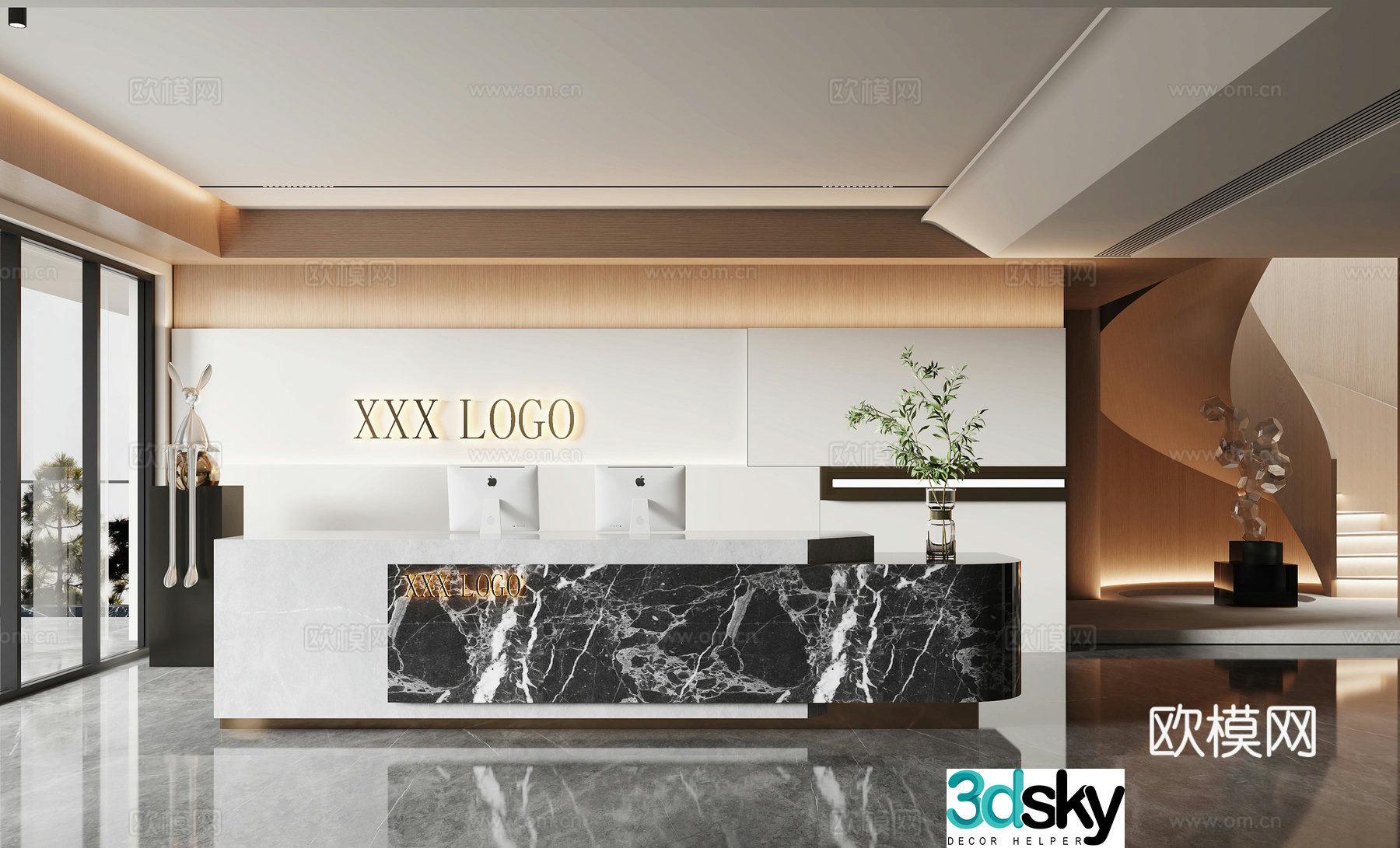 Modern front desk 3D model