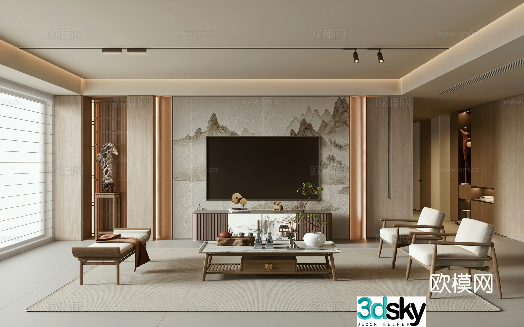New Chinese living room 3D model