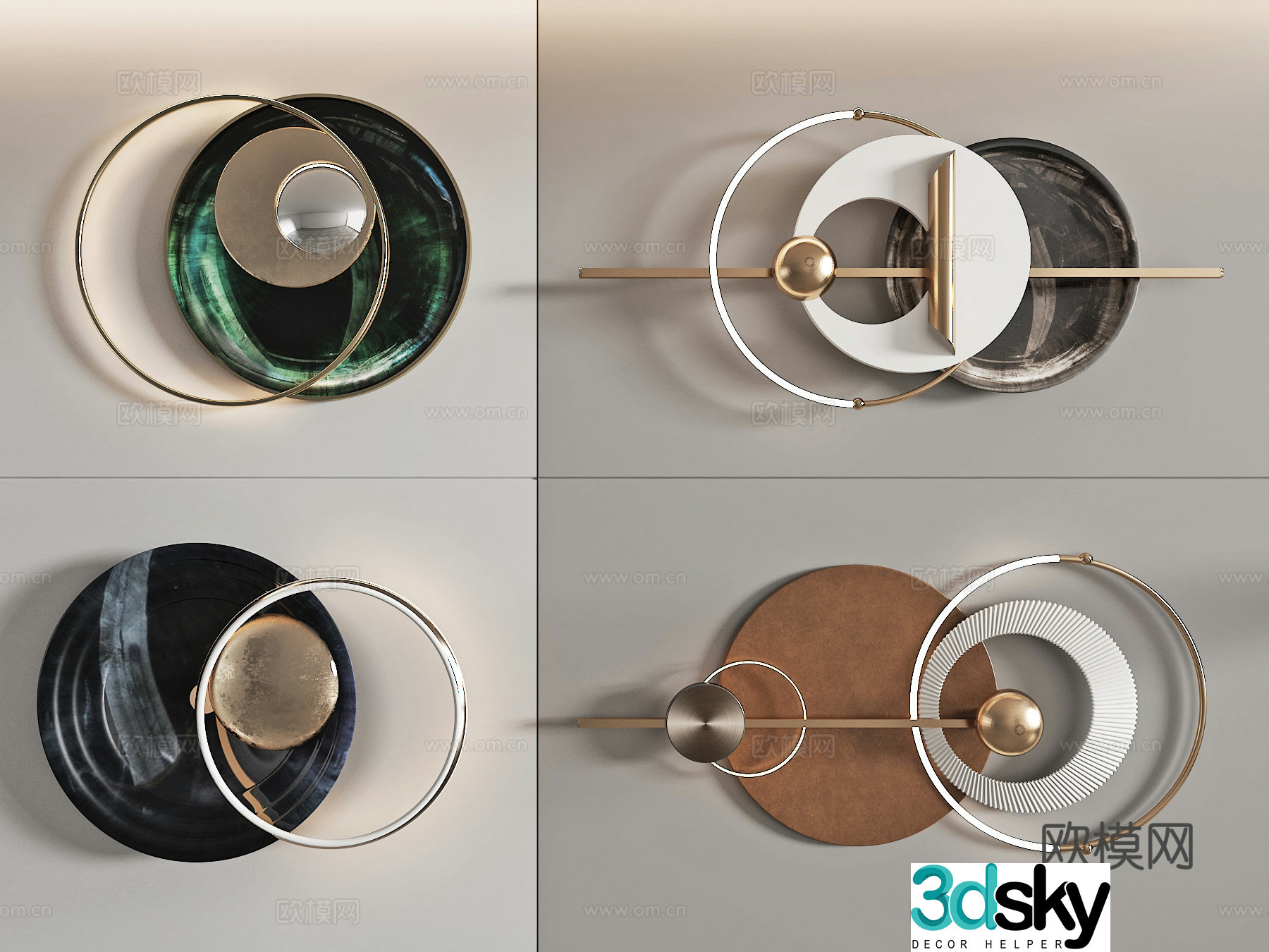 Modern light luxury wall decoration pendant three-dimensional painting art installation 3d model