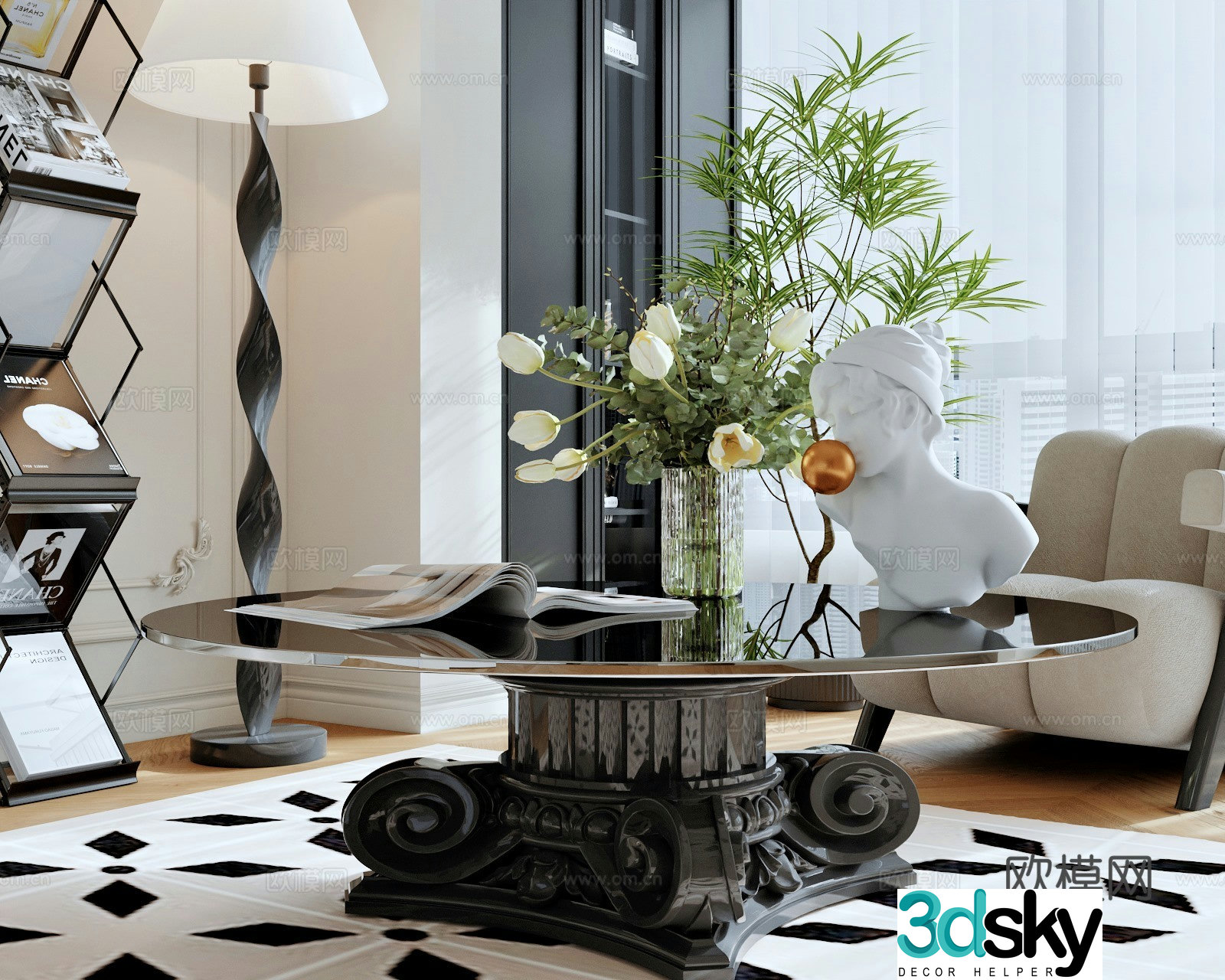 Medium-old windshield coffee table 3D model