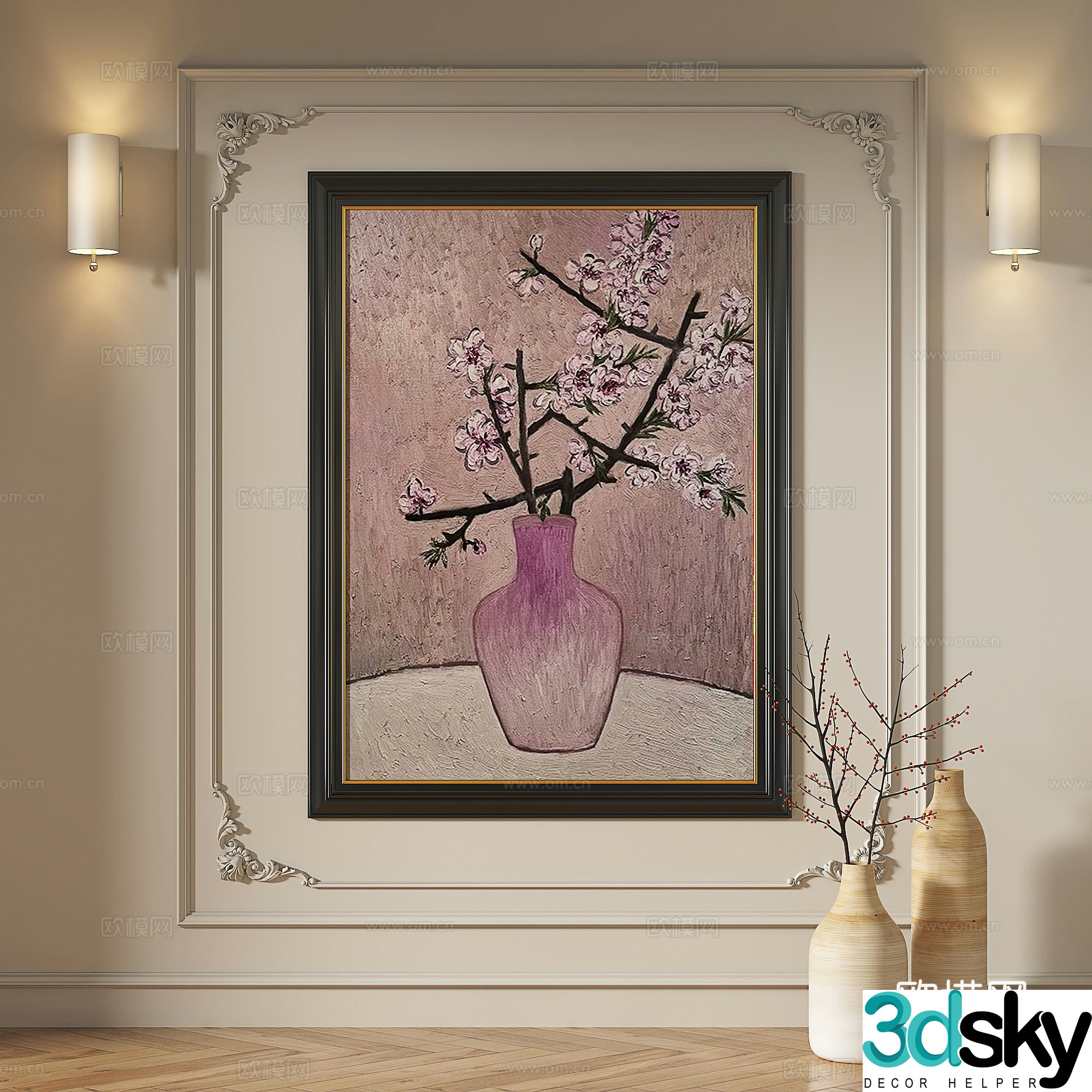 French retro medieval European classical abstract decorative painting 3d model