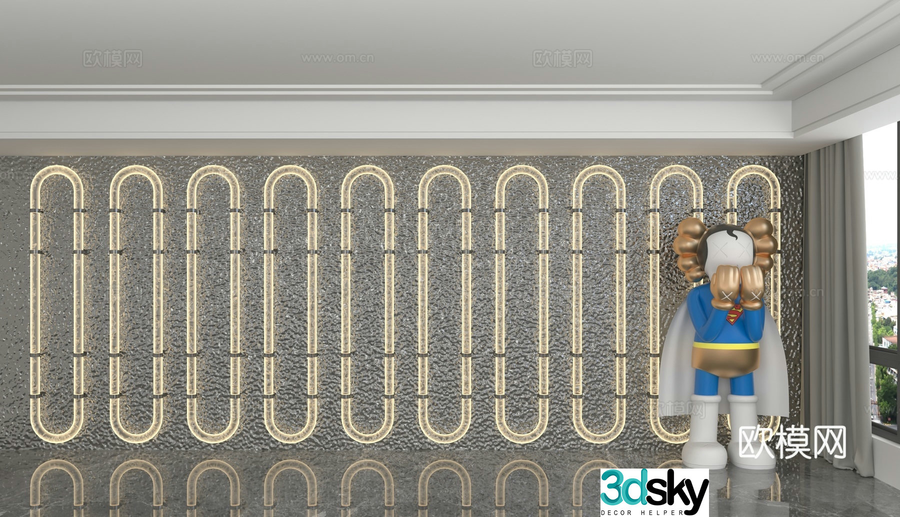 Modern background wall 3d model