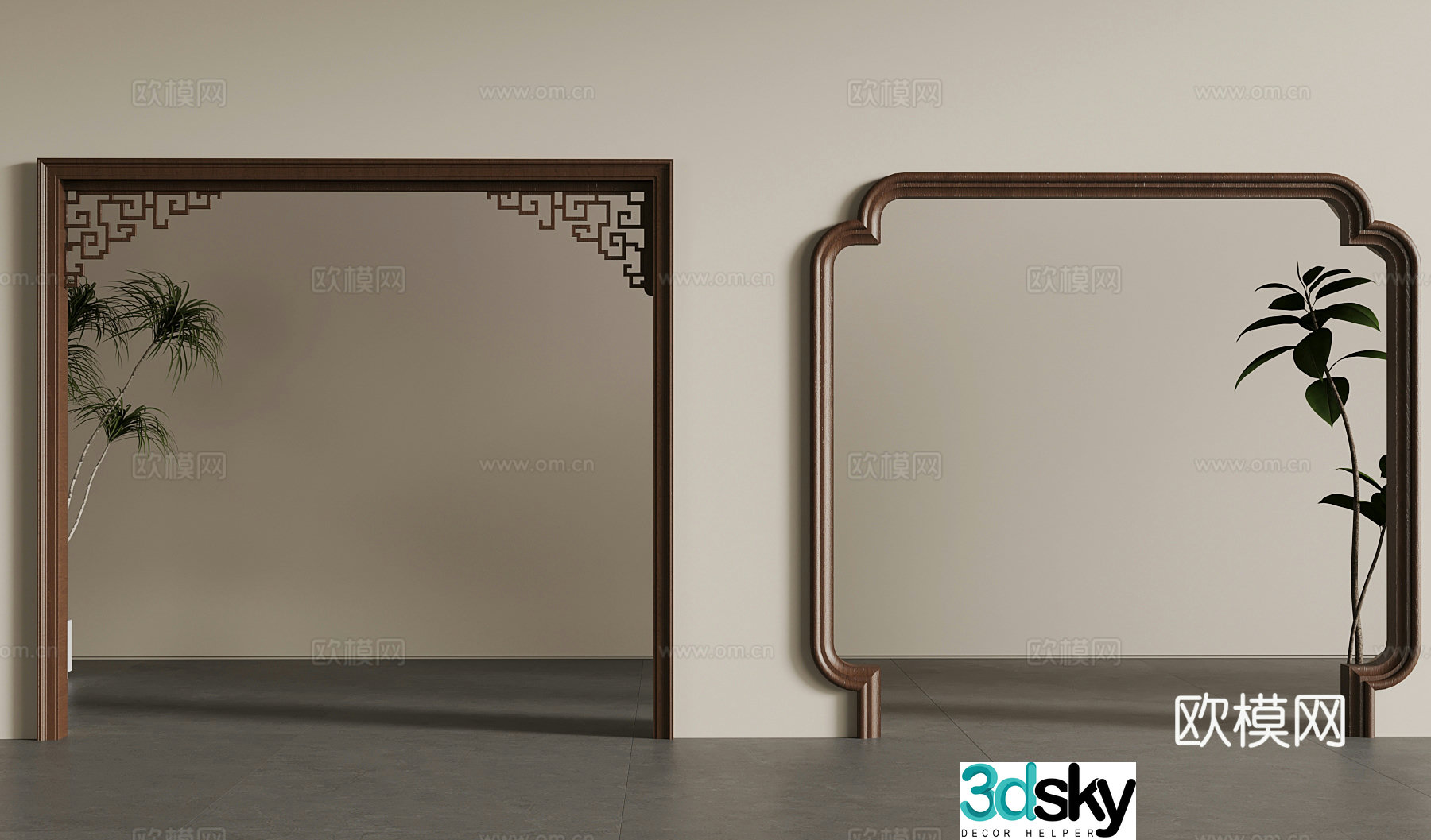 New Chinese style medieval door cover jamb lines wall light 3d model