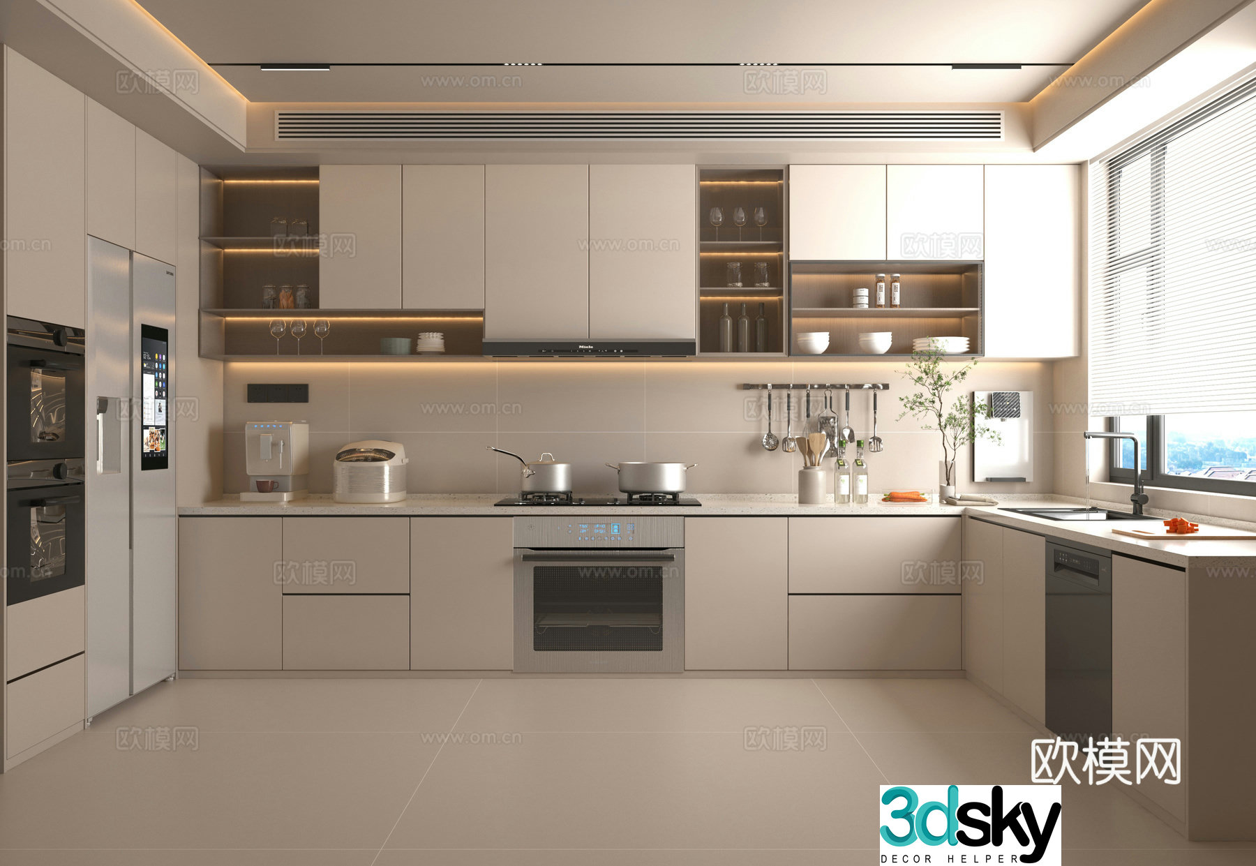 Creamy Kitchen 3d Model 3d Model