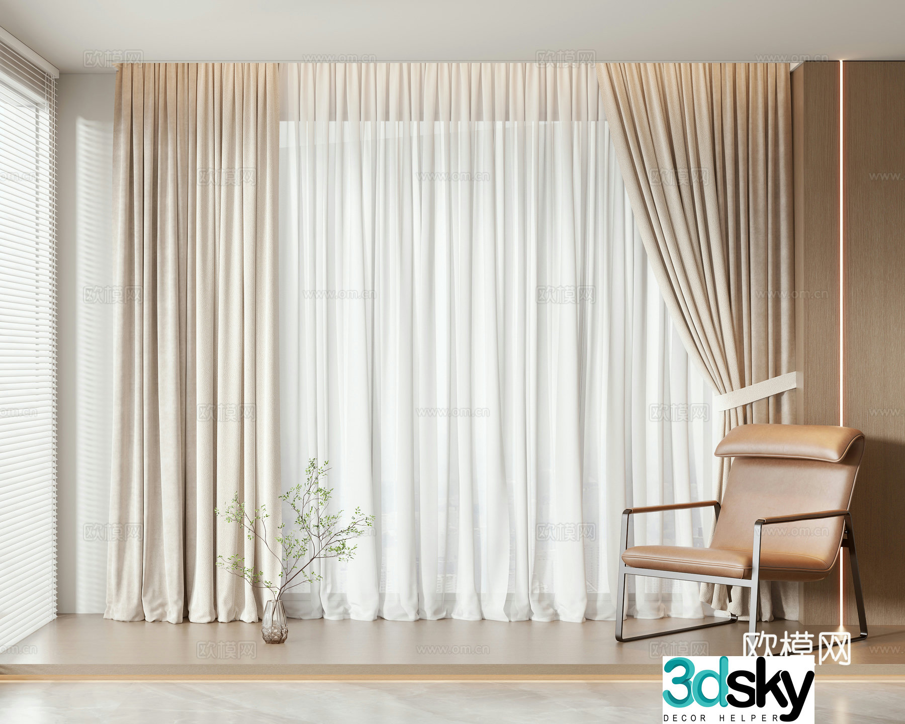 Modern curtain 3d model