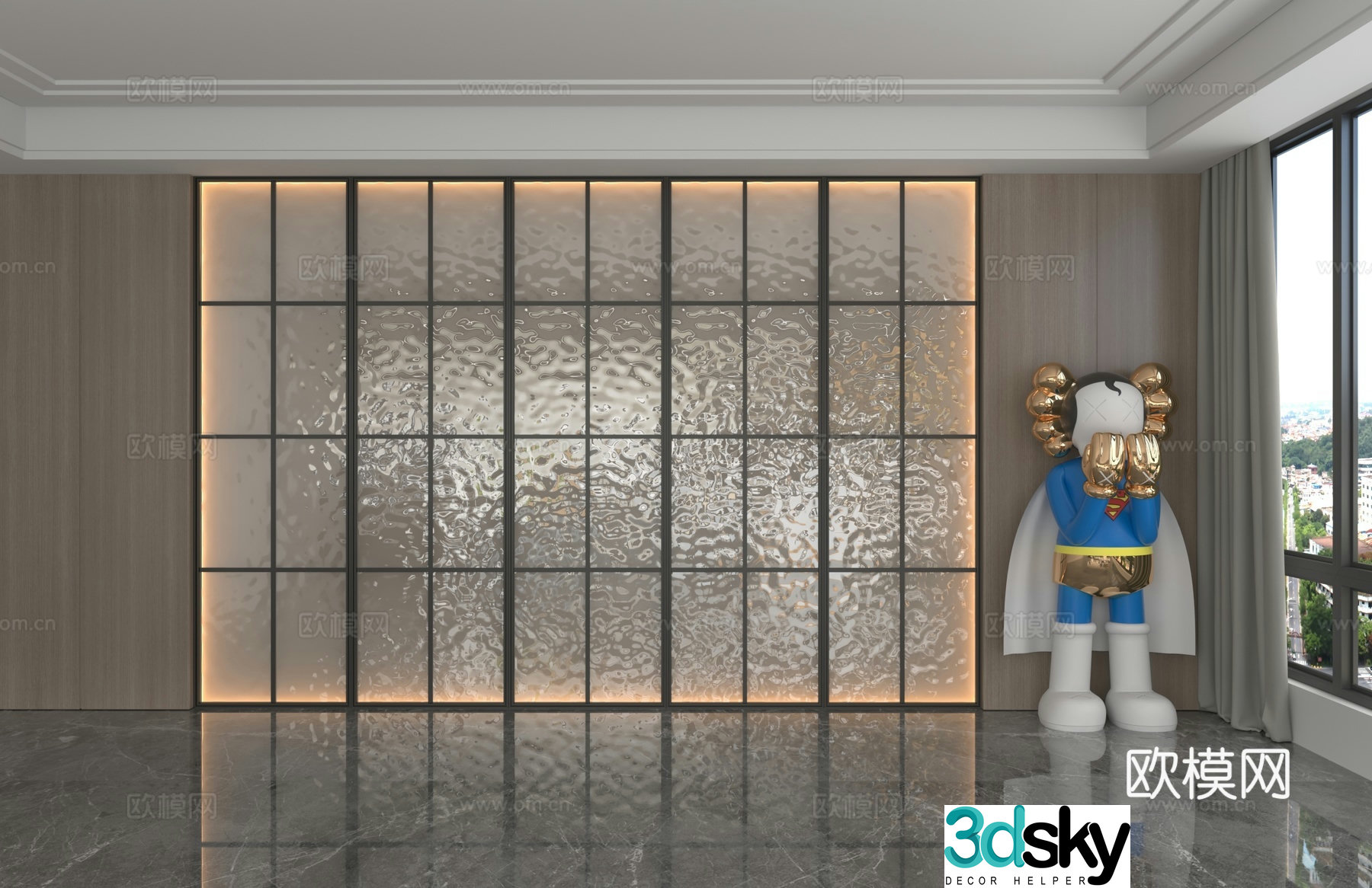 Modern background wall 3d model