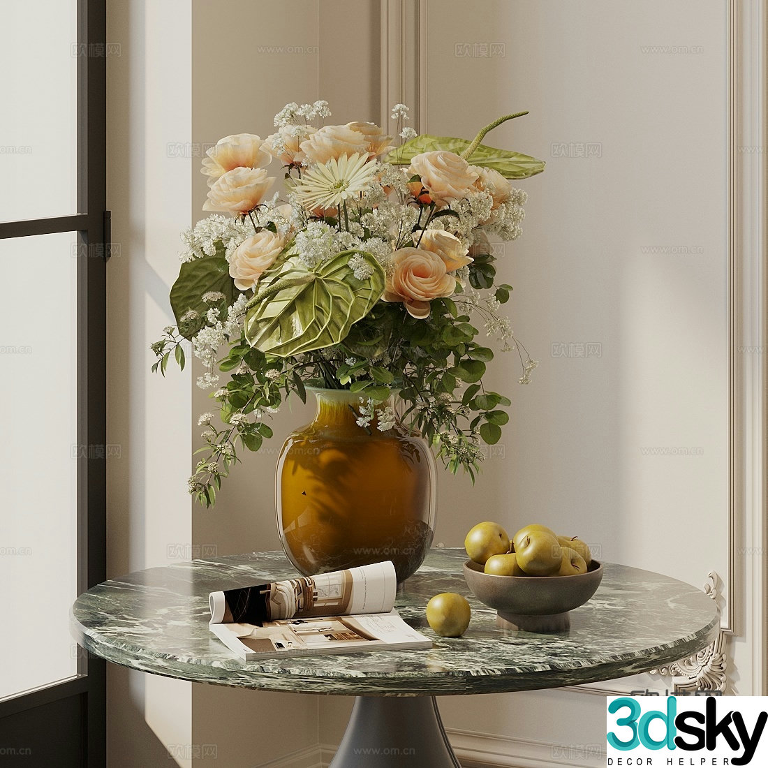 Flower art potted plants Flower art vase Flower art ornaments Flower art green plants 3D model