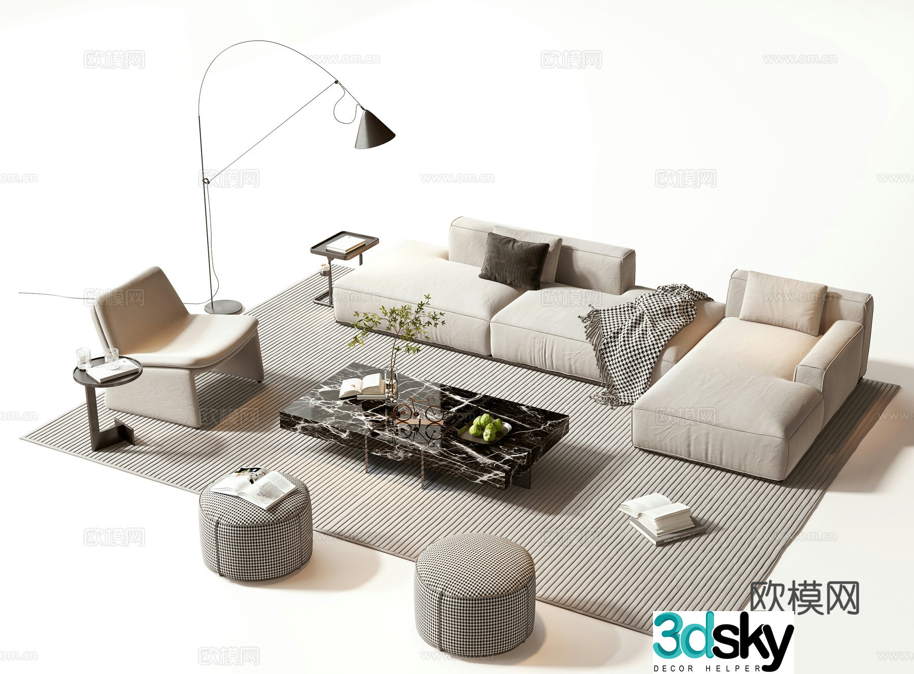 Sofa coffee table set 3D model