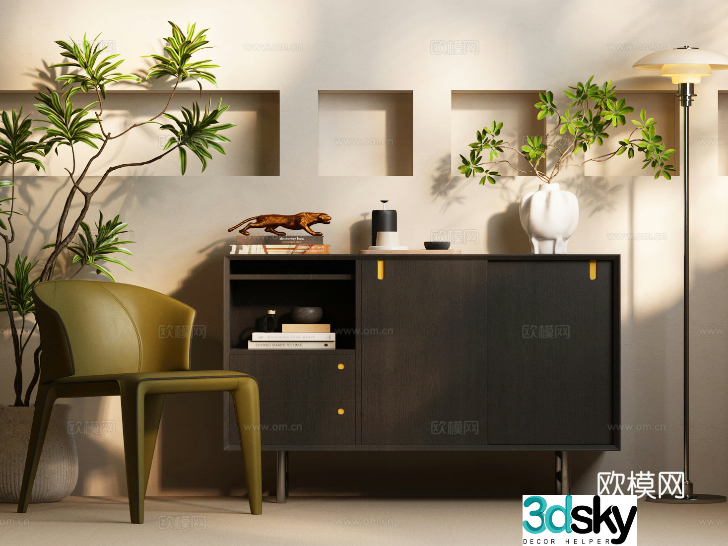 Modern side cabinet Italian side cabinet Modern side cabinet Leisure chair Italian casual chair Modern casual 3D model