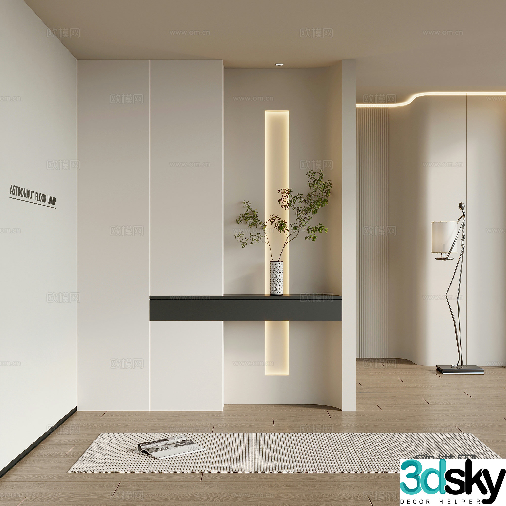 Modern simple entrance hall porch background porch cabinet 3d model