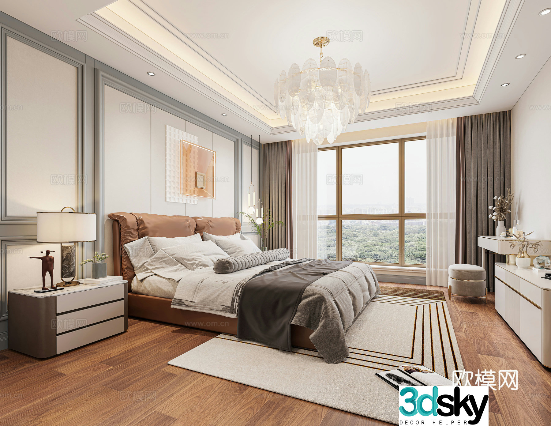 Simple European bedroom 3d model