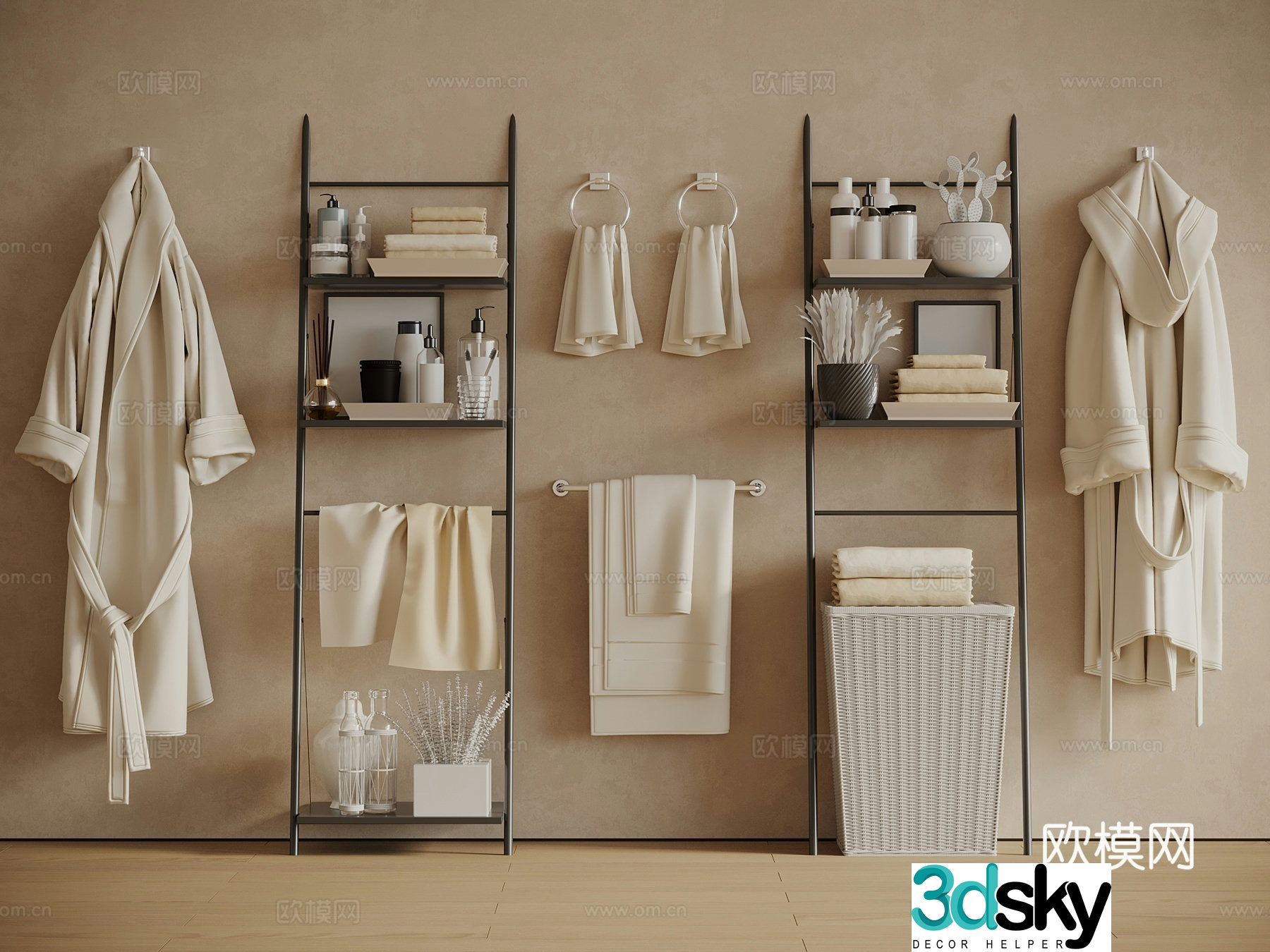 Bathroom supplies Bathrobe storage rack Towels Toilets Towels Towels Towels 3D model