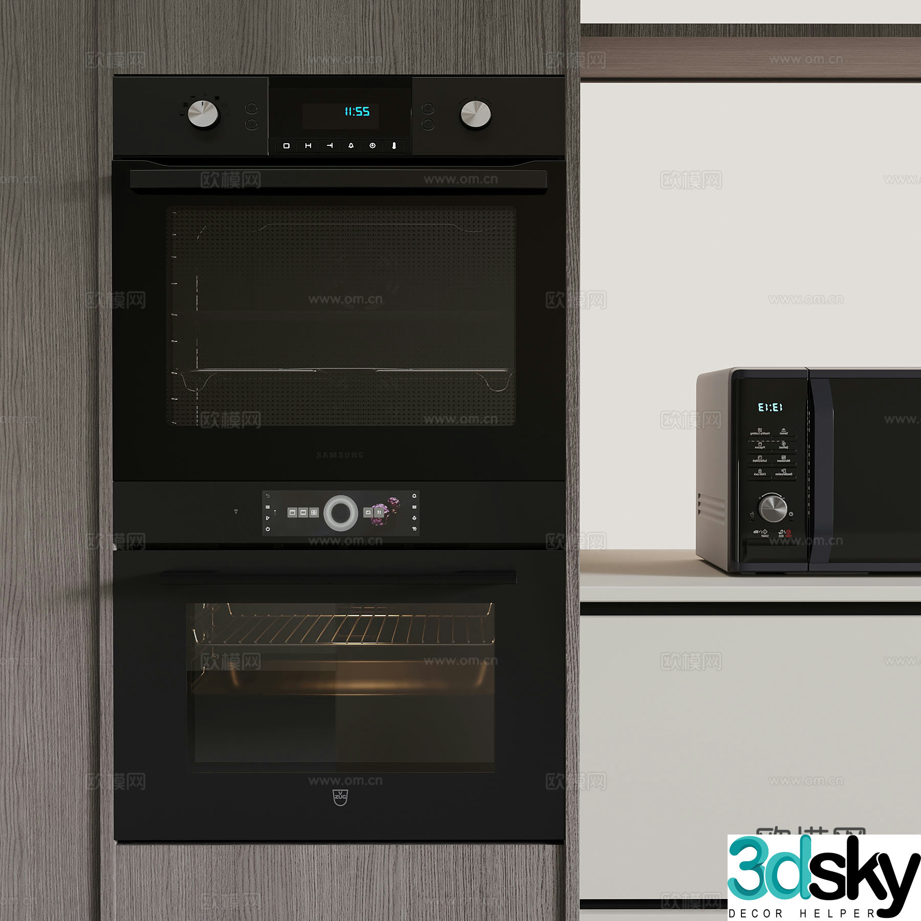 Modern embedded steam oven Microwave oven 3d model