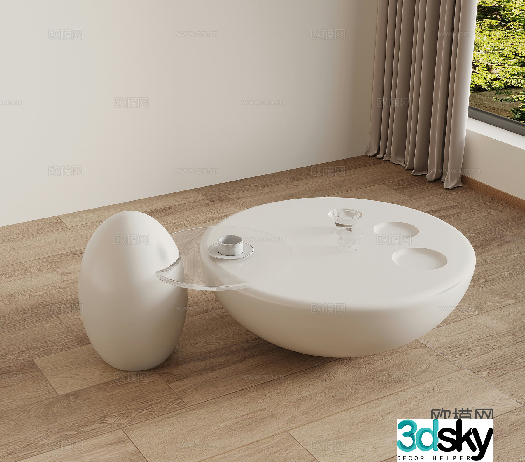 Modern coffee table special-shaped coffee table combination coffee table glass coffee table 3D model