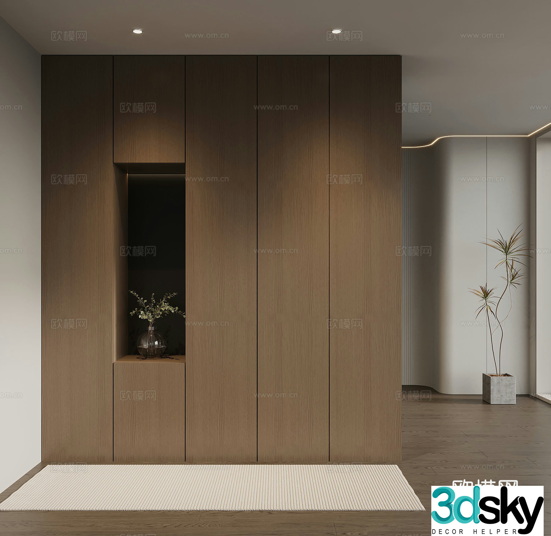 Italian minimalist porch cabinet 3D model of porch background