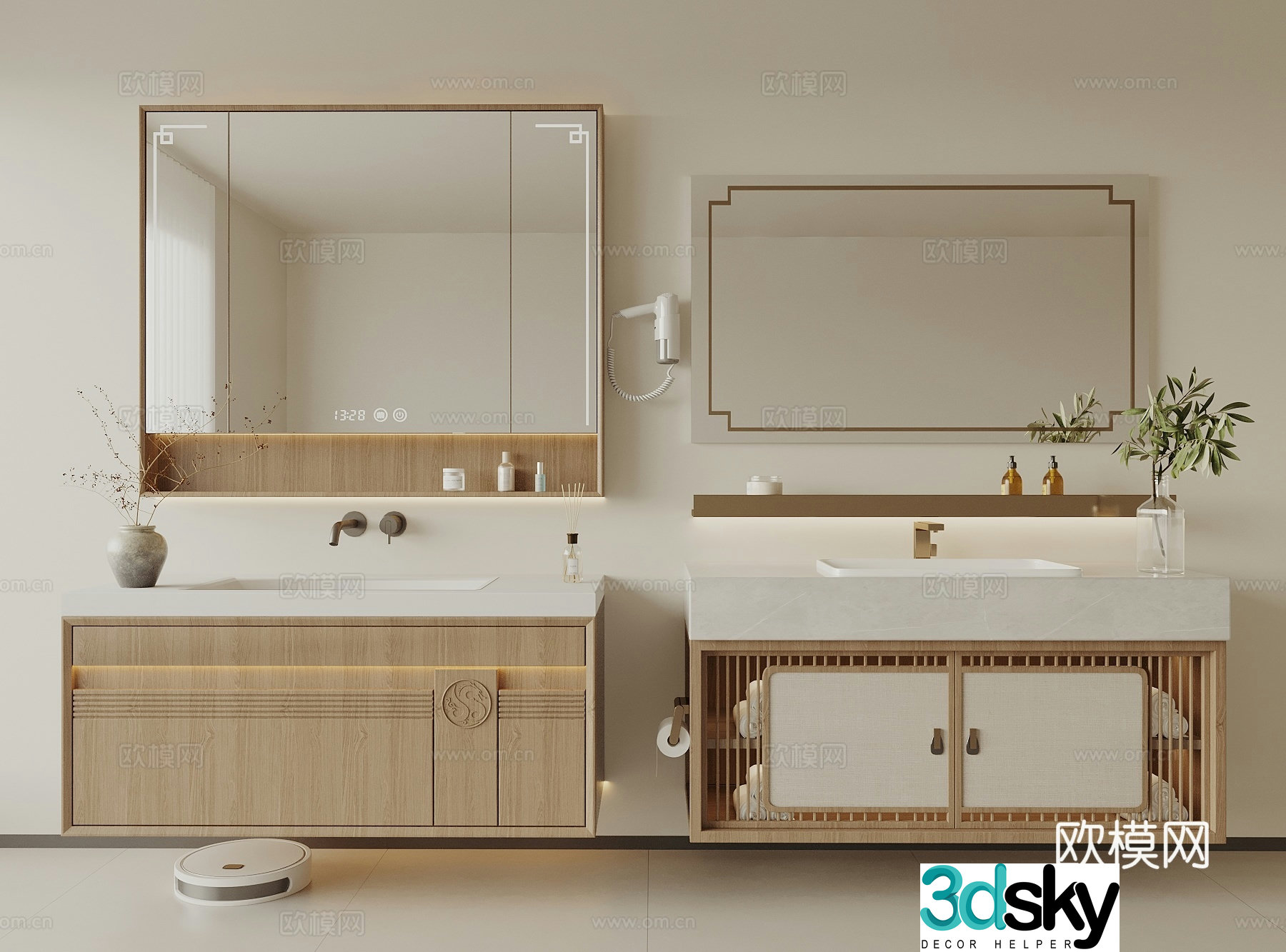 New Chinese style bathroom cabinet bathroom sink Song style bathroom cabinet 3D model