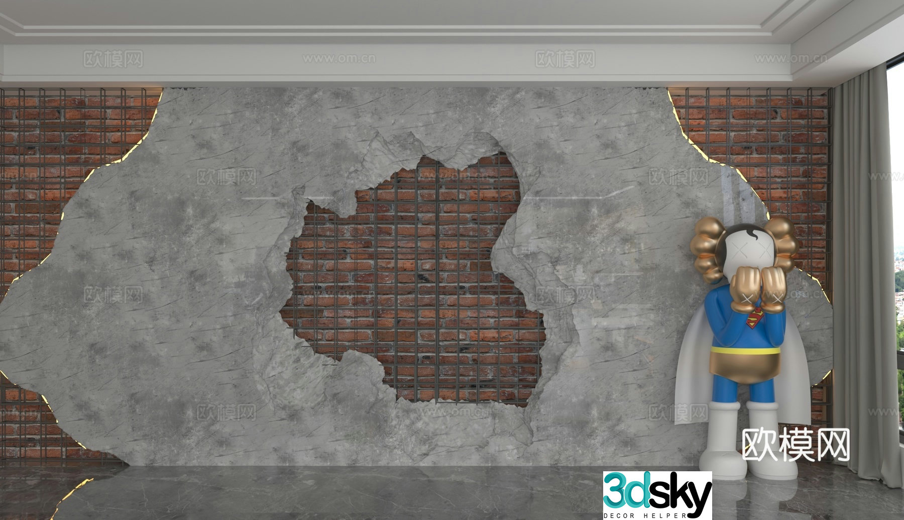 Modern background wall 3d model