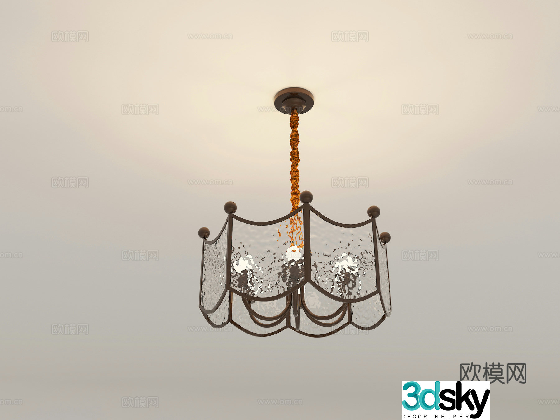 Modern French medieval style chandelier 3d model